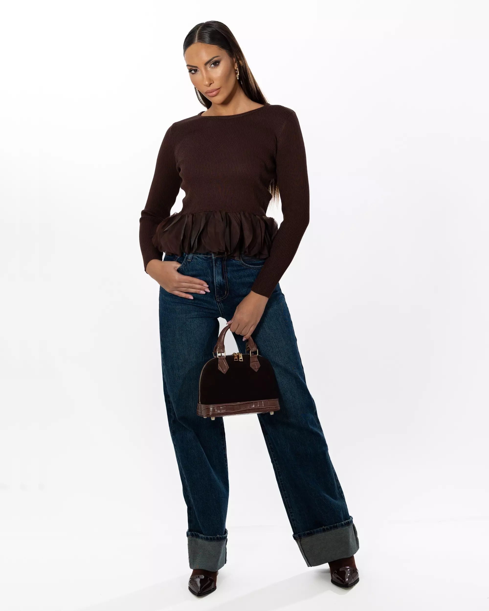 VICTORIA - MAGLIA CON BALZA IN CHIFFON