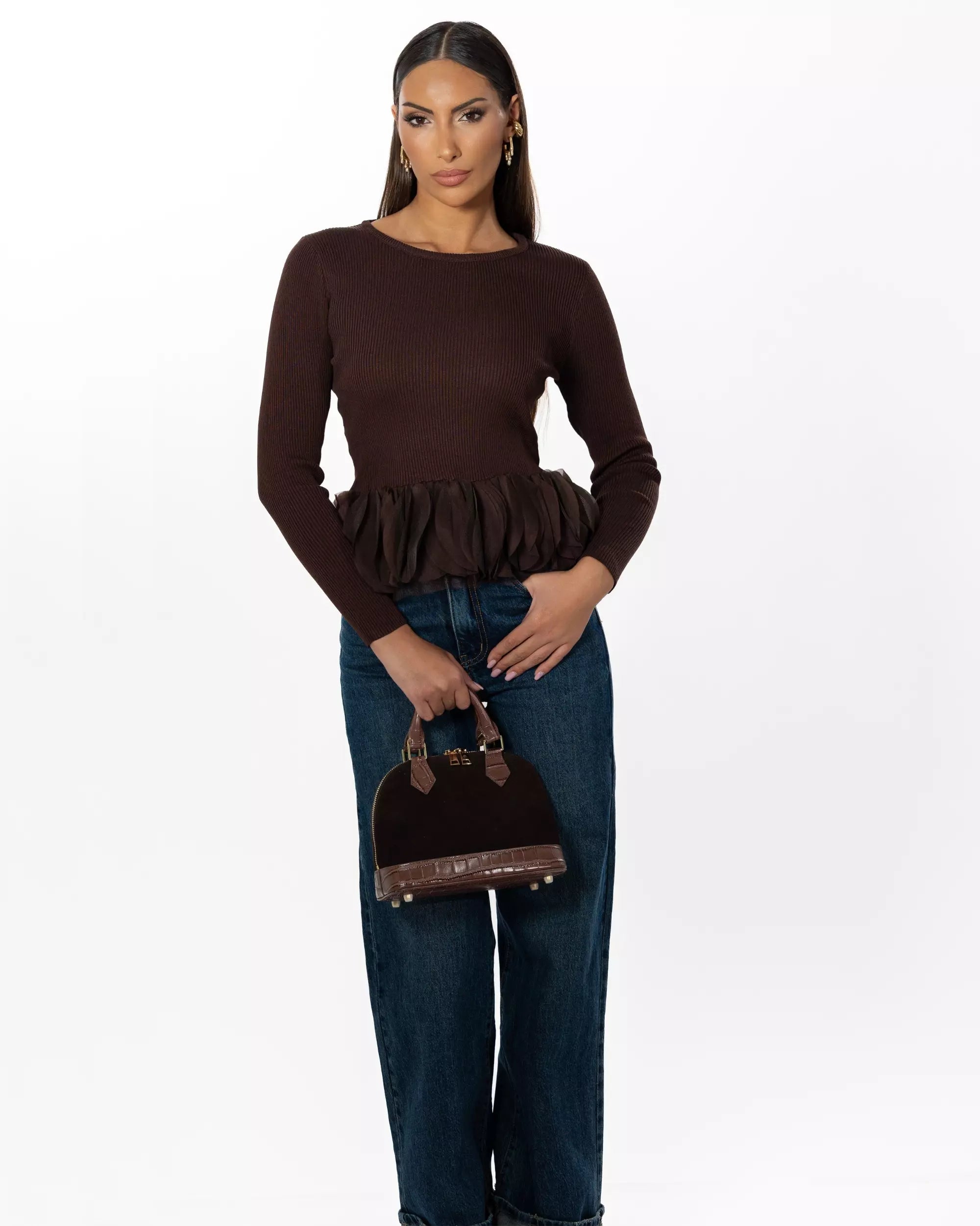 VICTORIA - MAGLIA CON BALZA IN CHIFFON