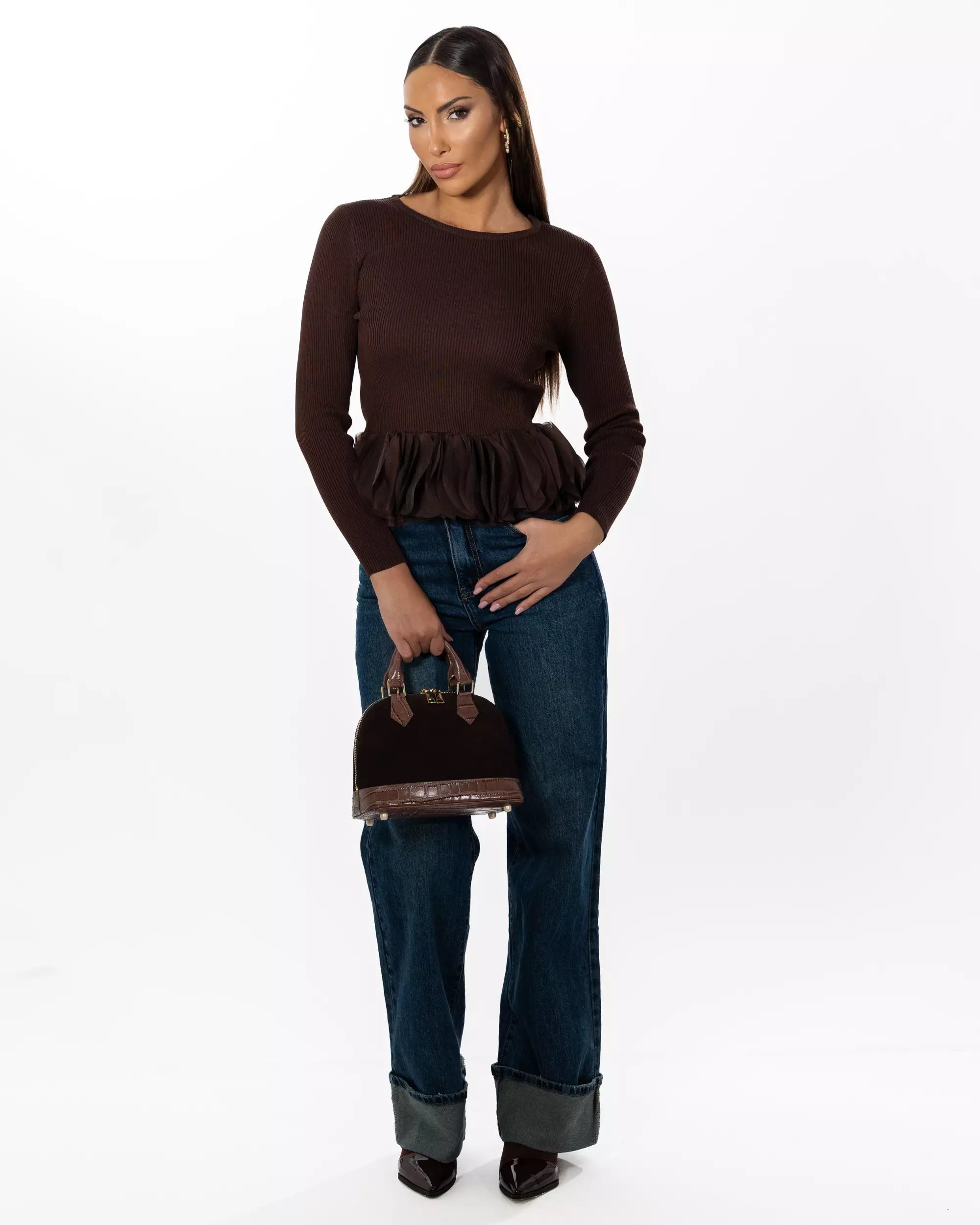 VICTORIA - MAGLIA CON BALZA IN CHIFFON