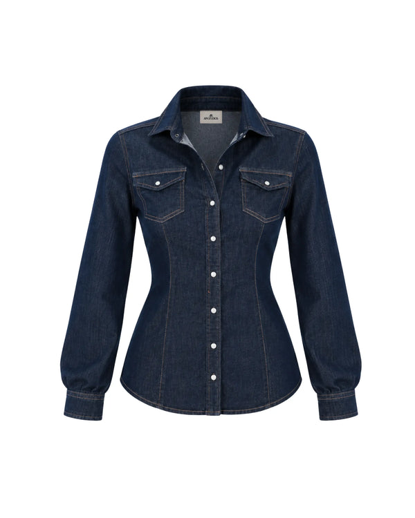 CAMICIA DENIM CON BOTTONI MADREPERLA