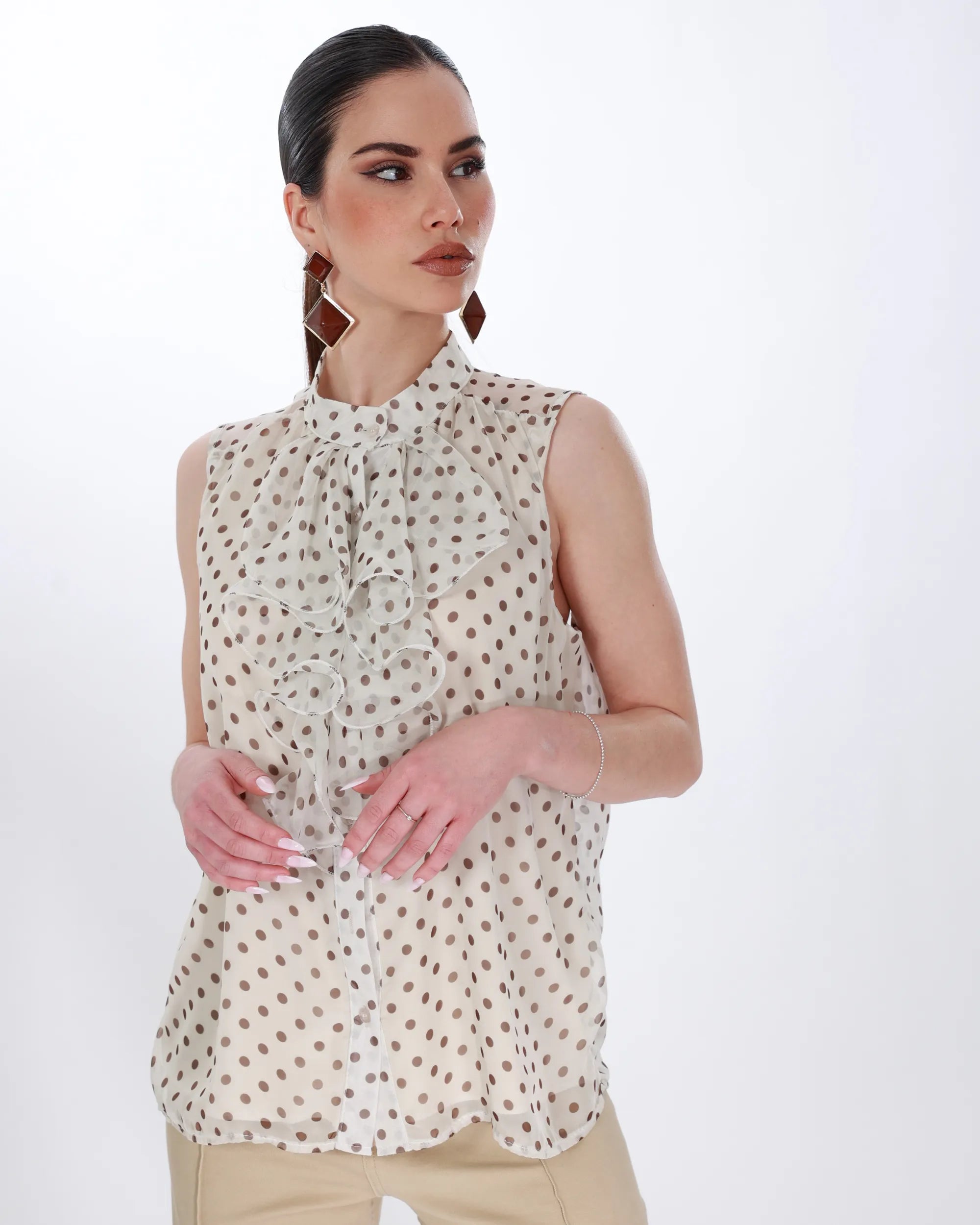 CAMICIA SMANICATA A POIS