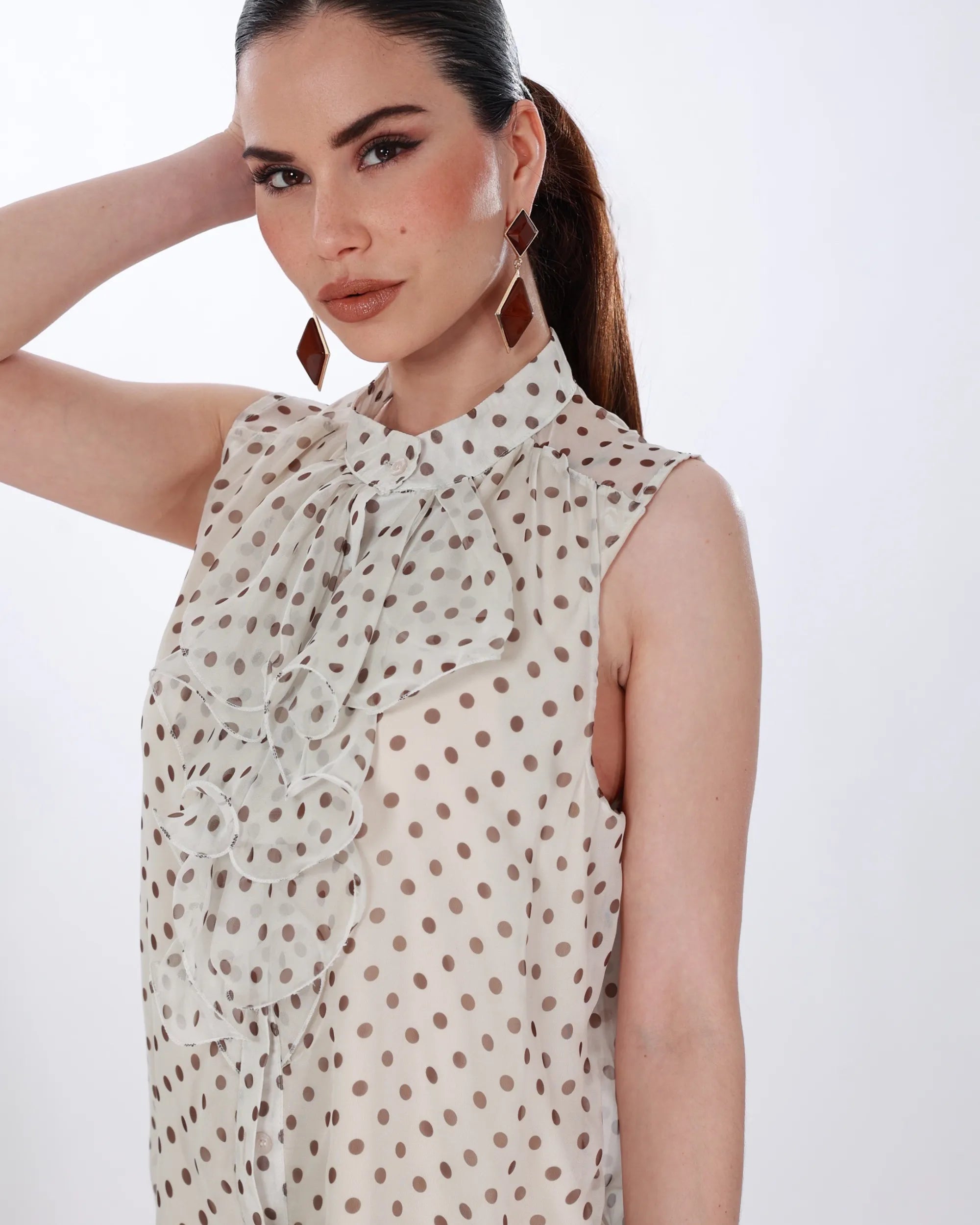 CAMICIA SMANICATA A POIS