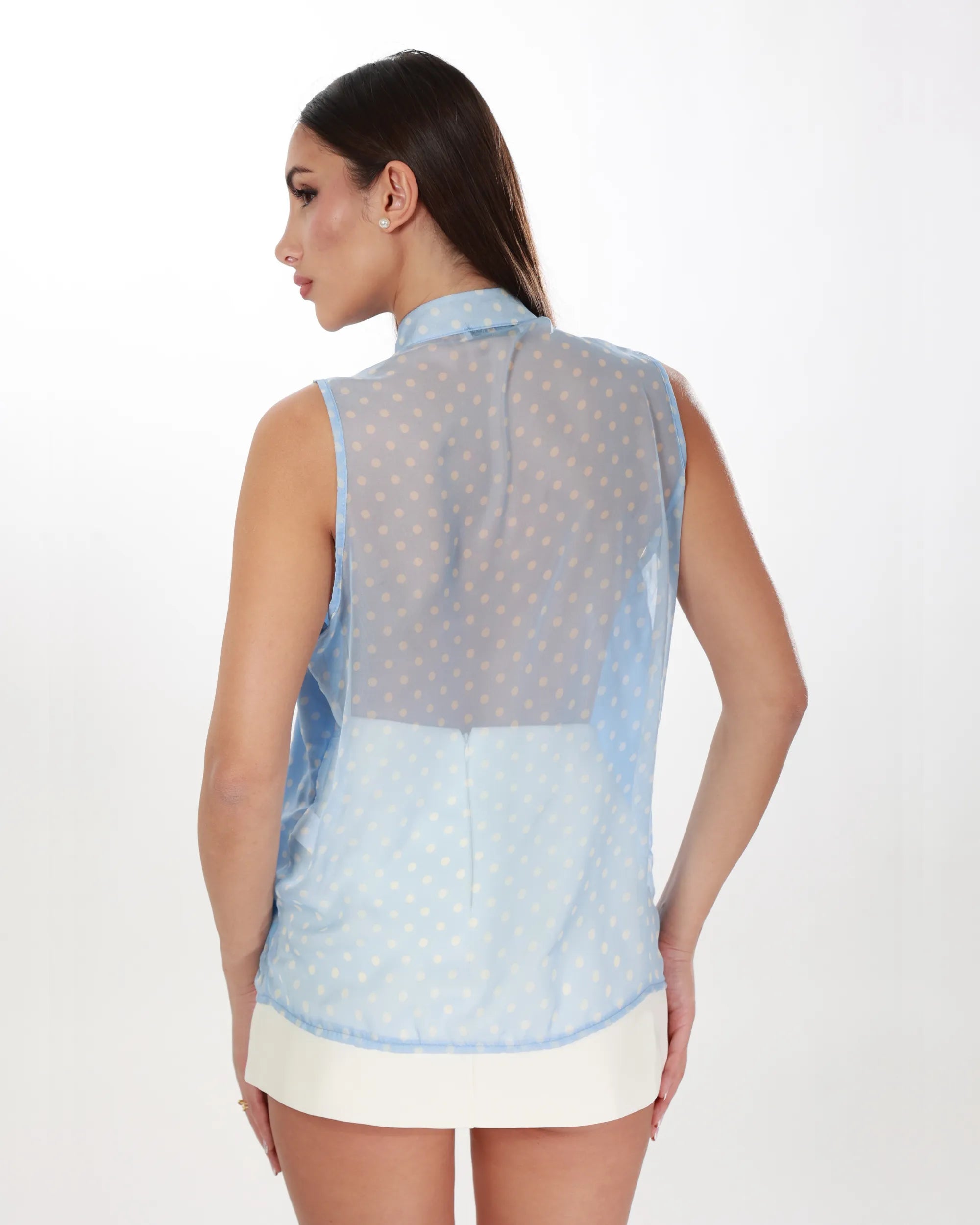 CAMICIA SMANICATA A POIS