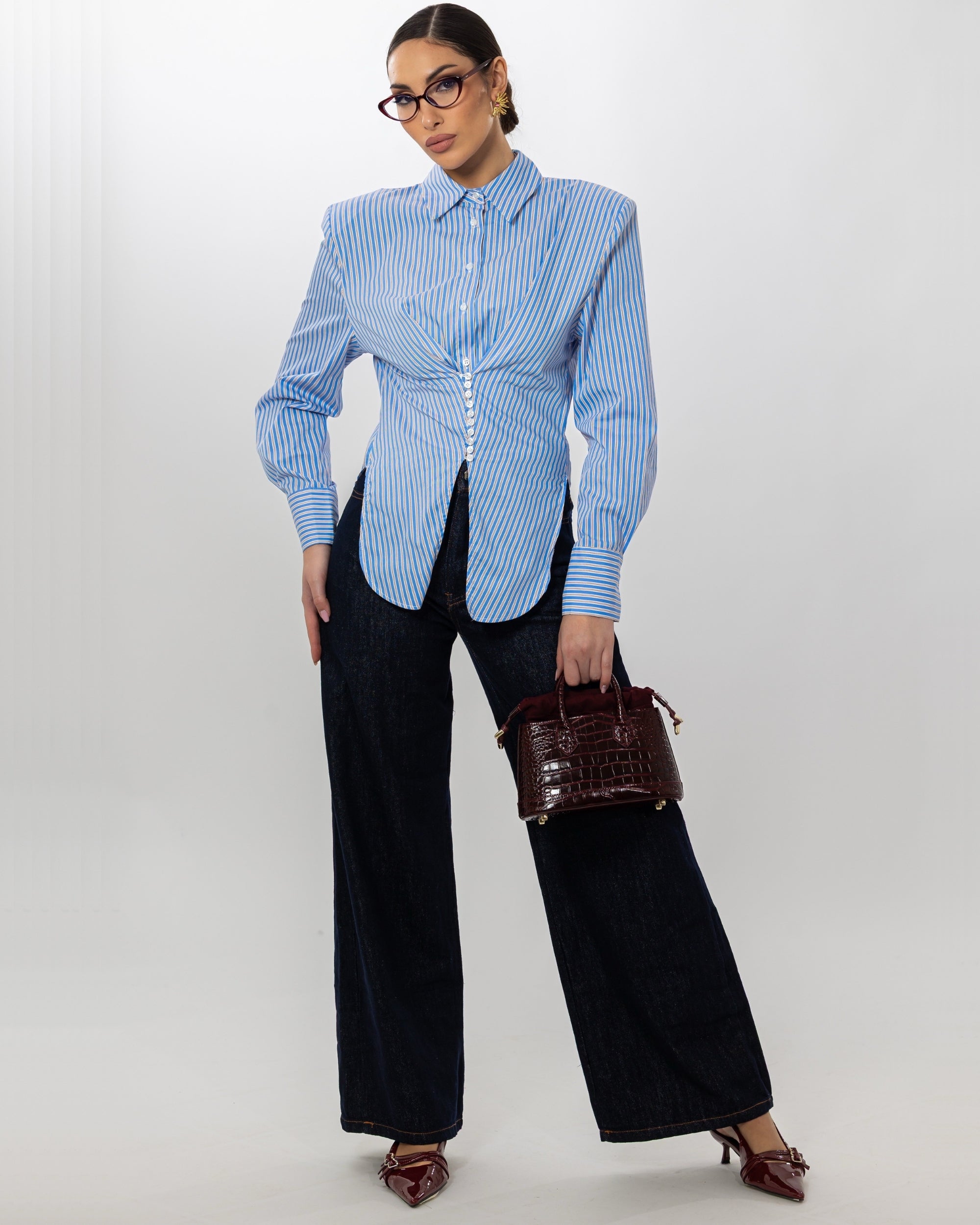 CAMICIA A CORSETTO RIGATA