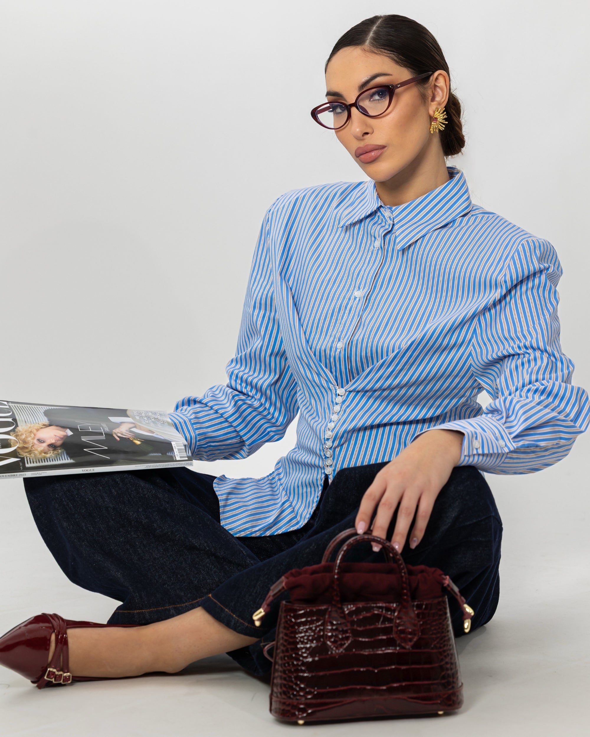 CAMICIA A CORSETTO RIGATA
