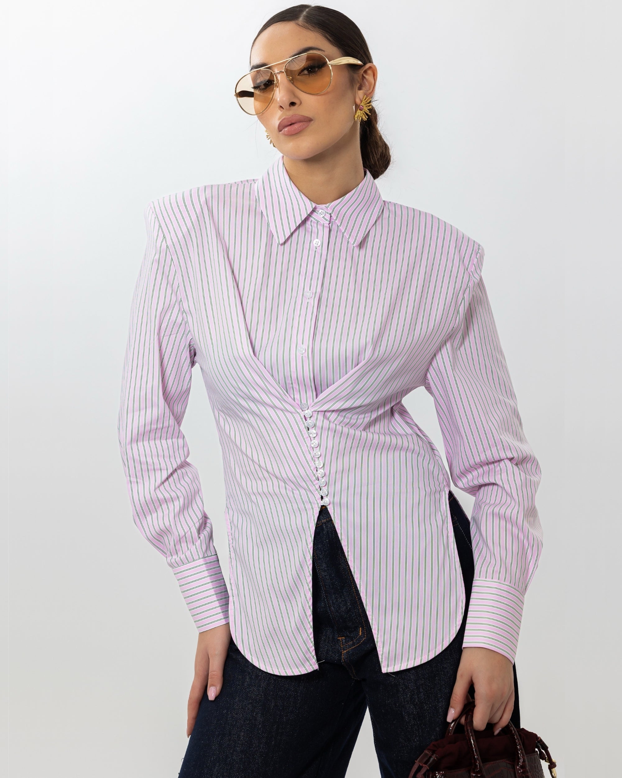 CAMICIA A CORSETTO RIGATA