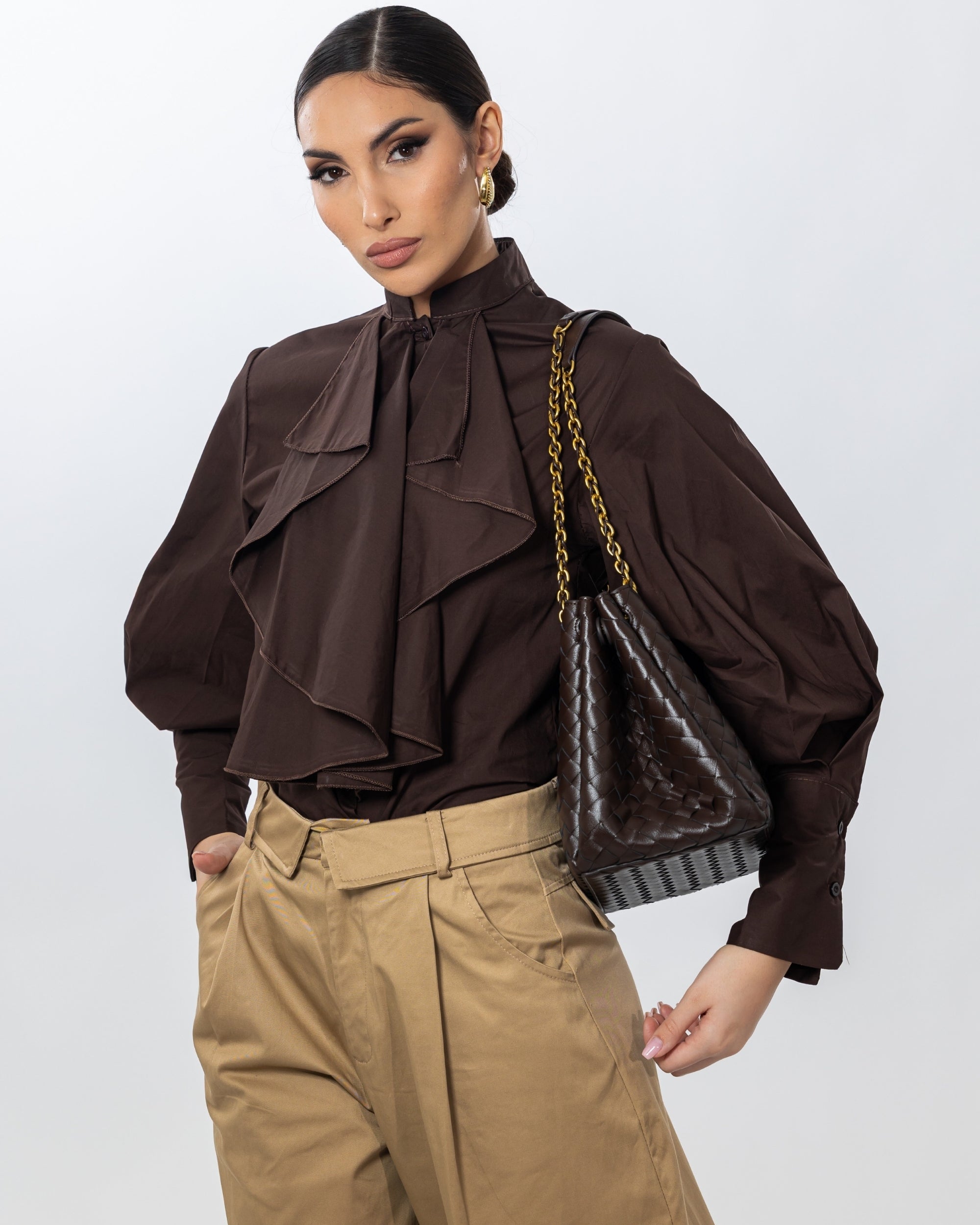 PANTALONE SAFARI PALAZZO CON RISVOLTO