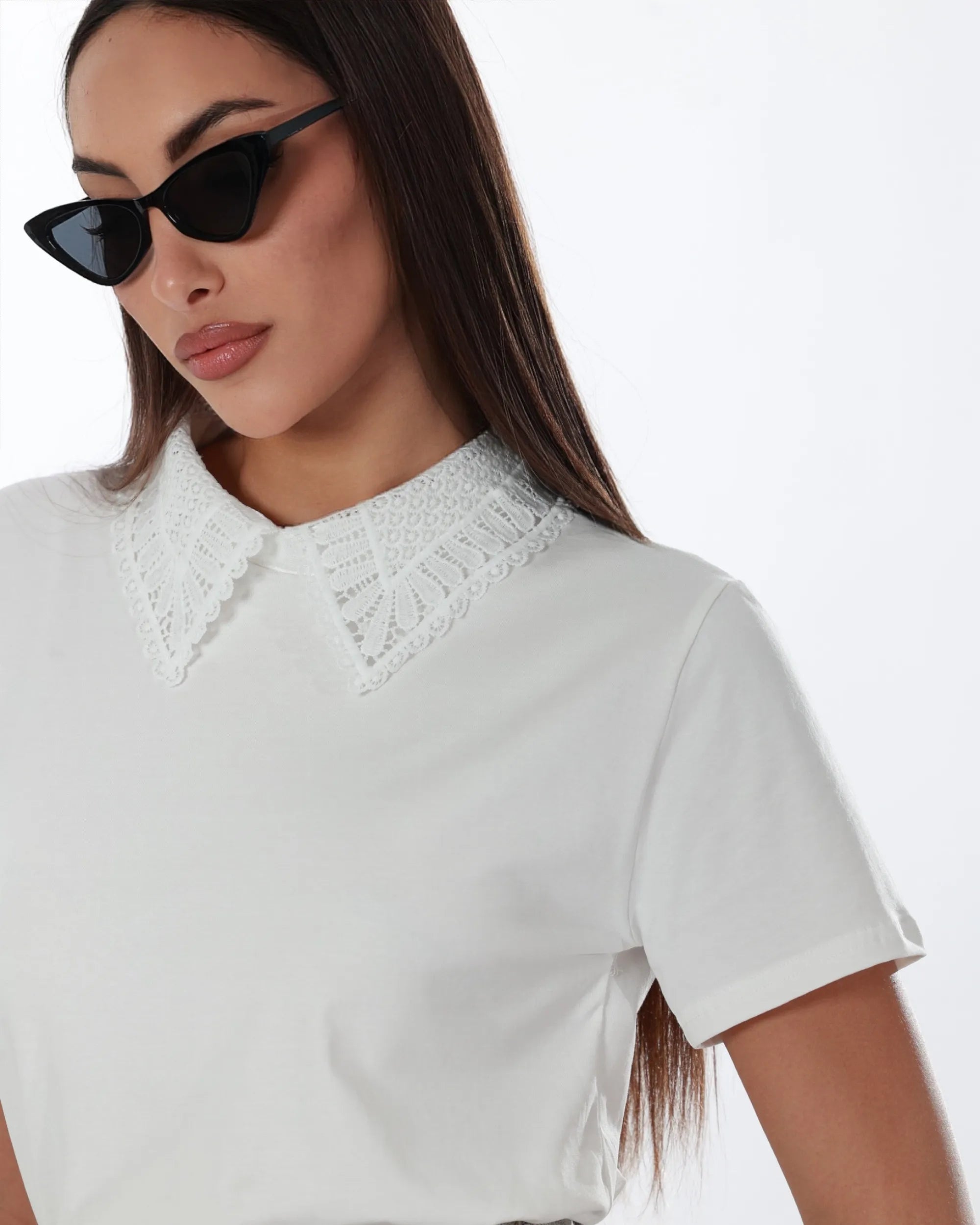 DALIA - POLO CON COLLETTO IN PIZZO