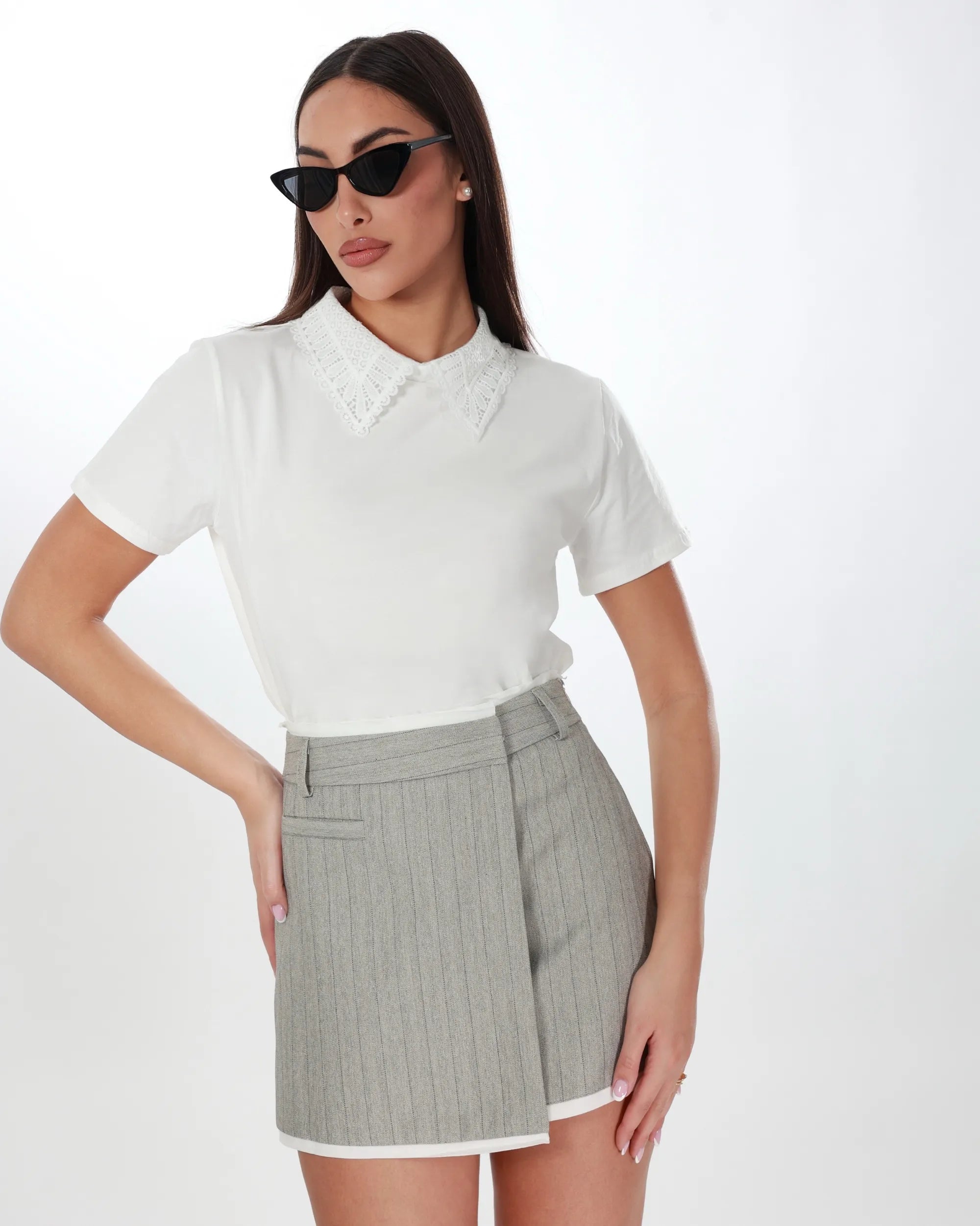 DALIA - POLO CON COLLETTO IN PIZZO
