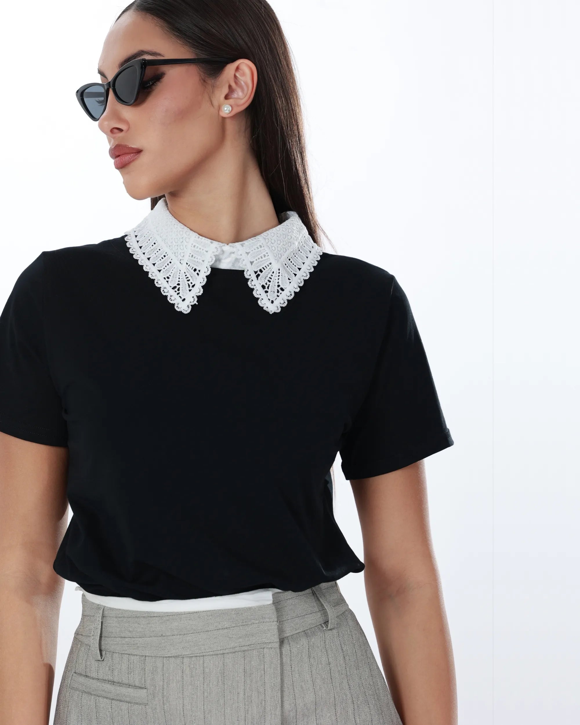 DALIA - POLO CON COLLETTO IN PIZZO