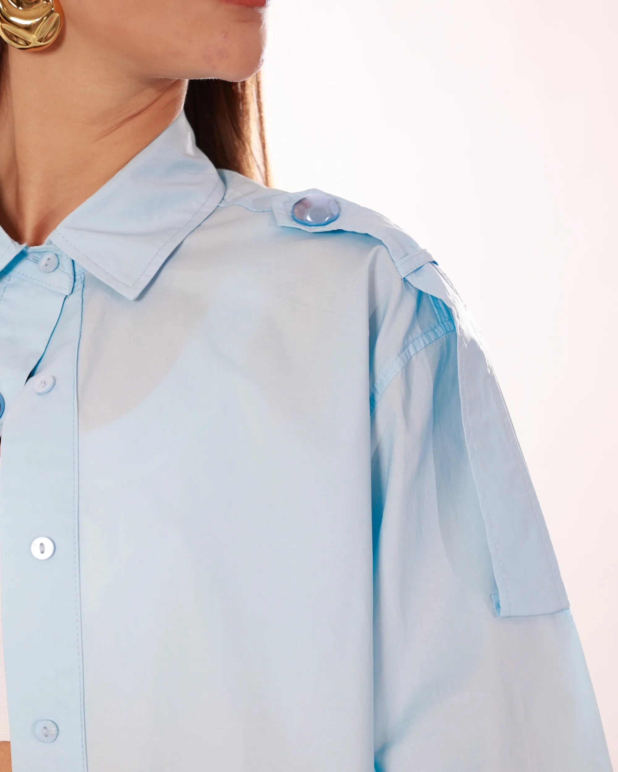 EVELIN - CAMICIA CON BOTTONI PERLATI TONO SU TONO