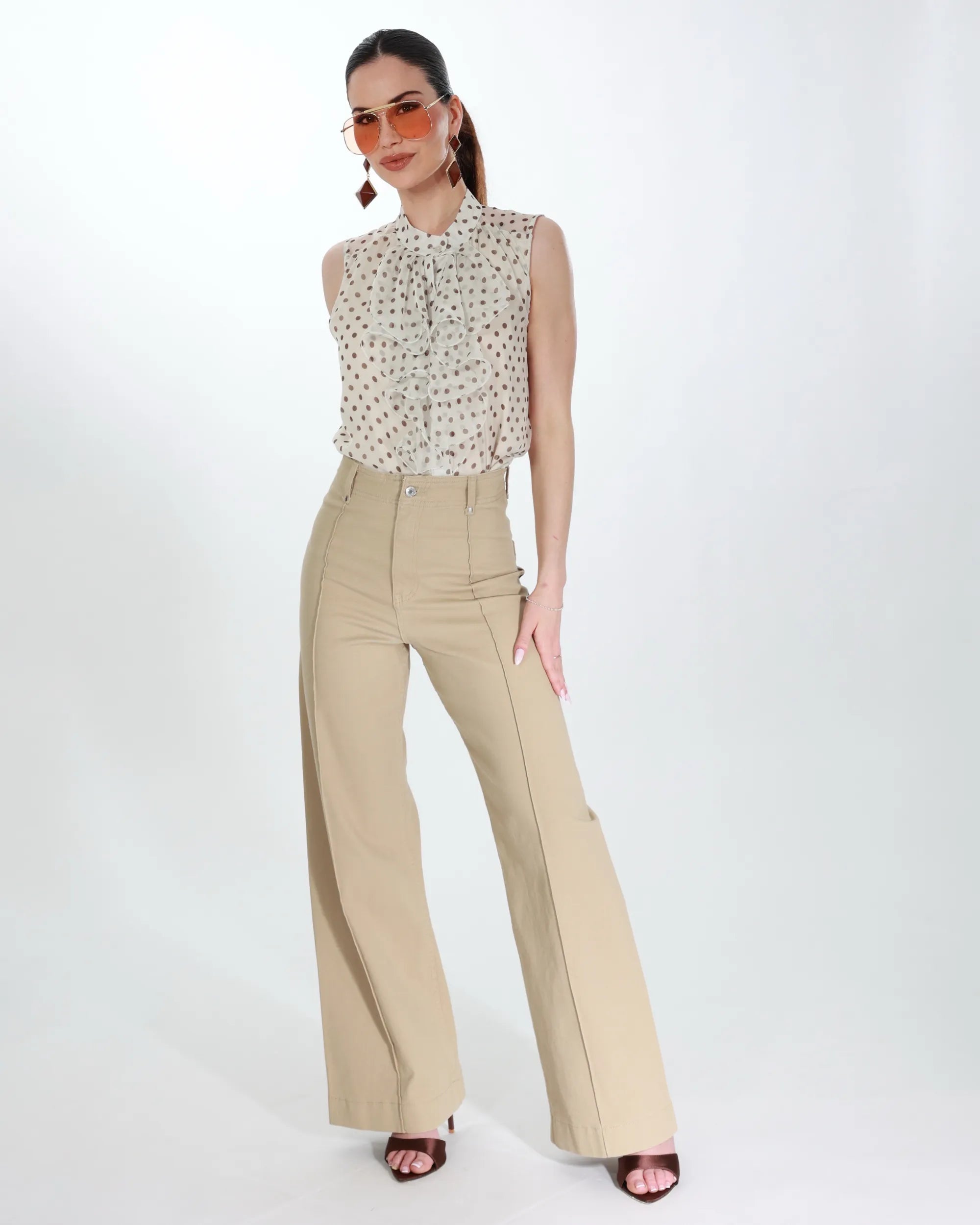 CAMICIA SMANICATA A POIS