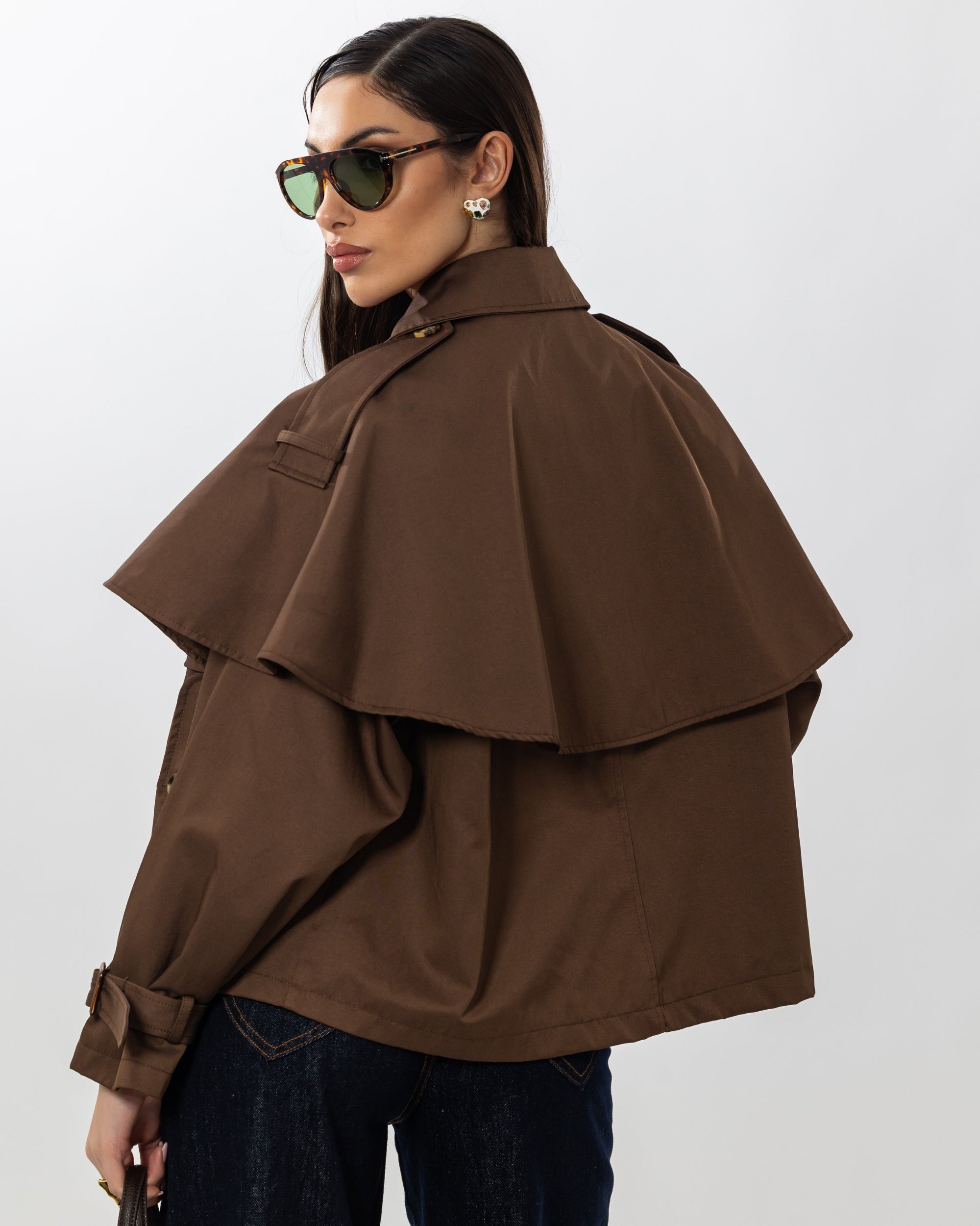 PHILIPPE - TRENCH CORTO CON MANICHE VOLANT