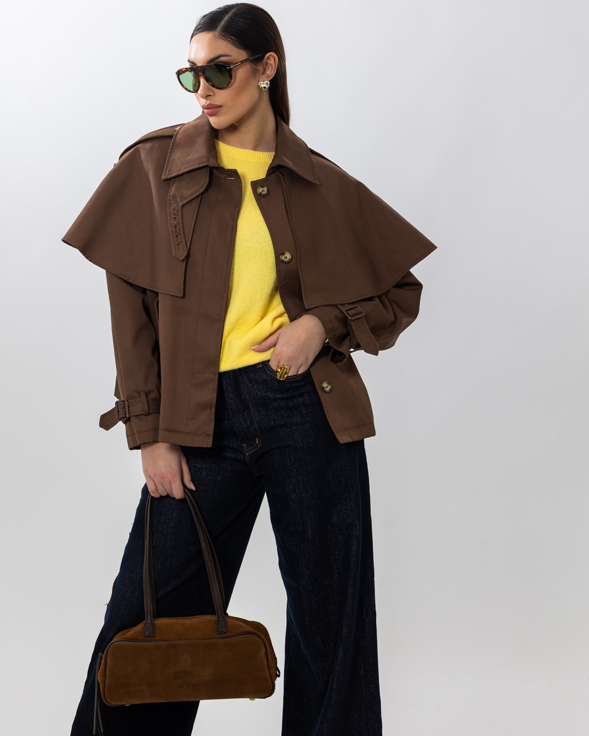 PHILIPPE - TRENCH CORTO CON MANICHE VOLANT