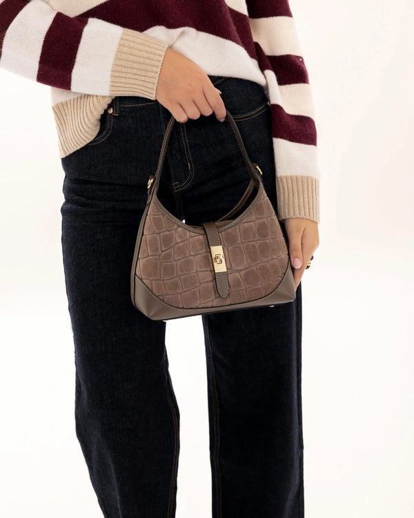 VIRGINIA CROCO SUEDE SMALL