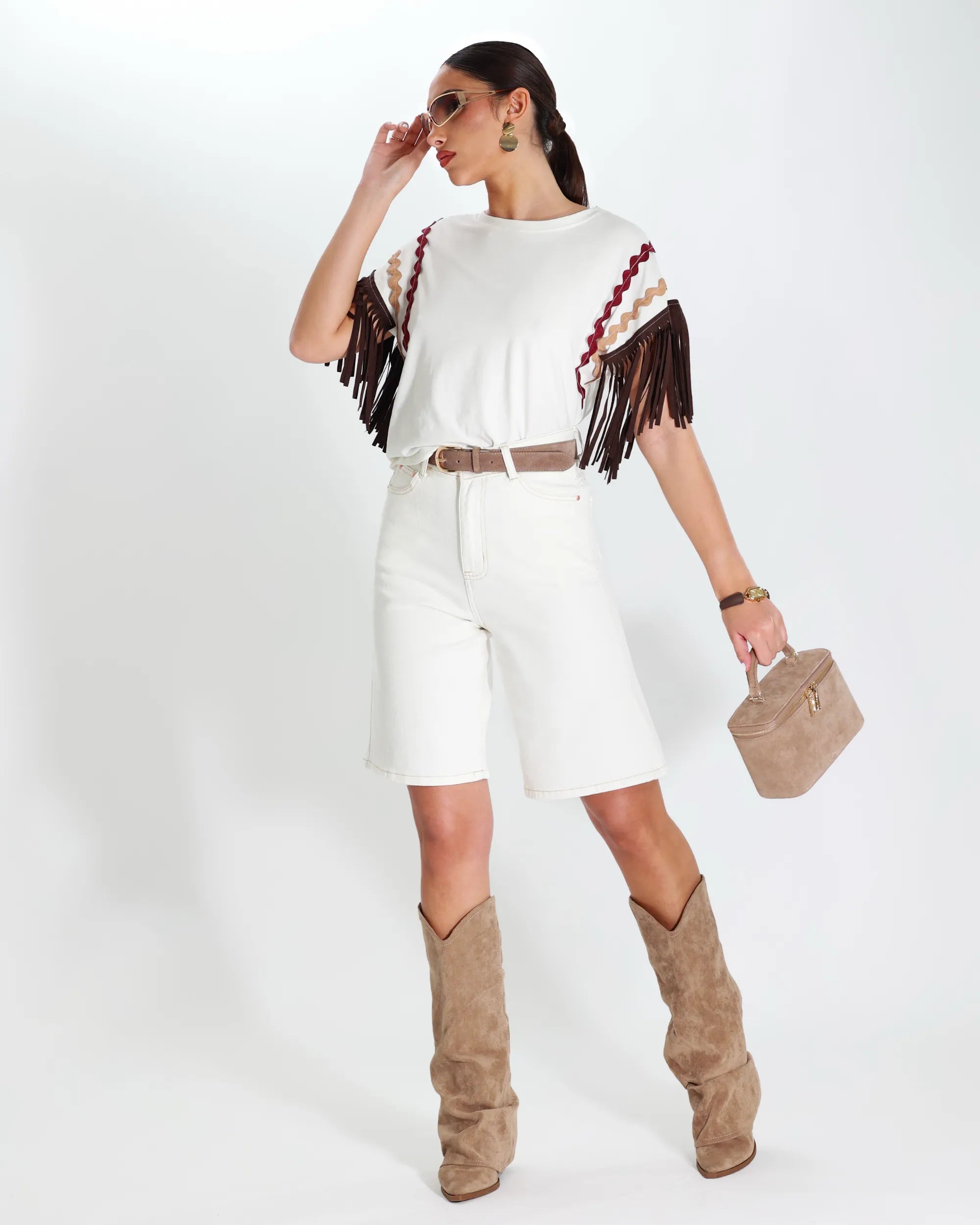 XAVIER- JEANS BERMUDA BIANCO