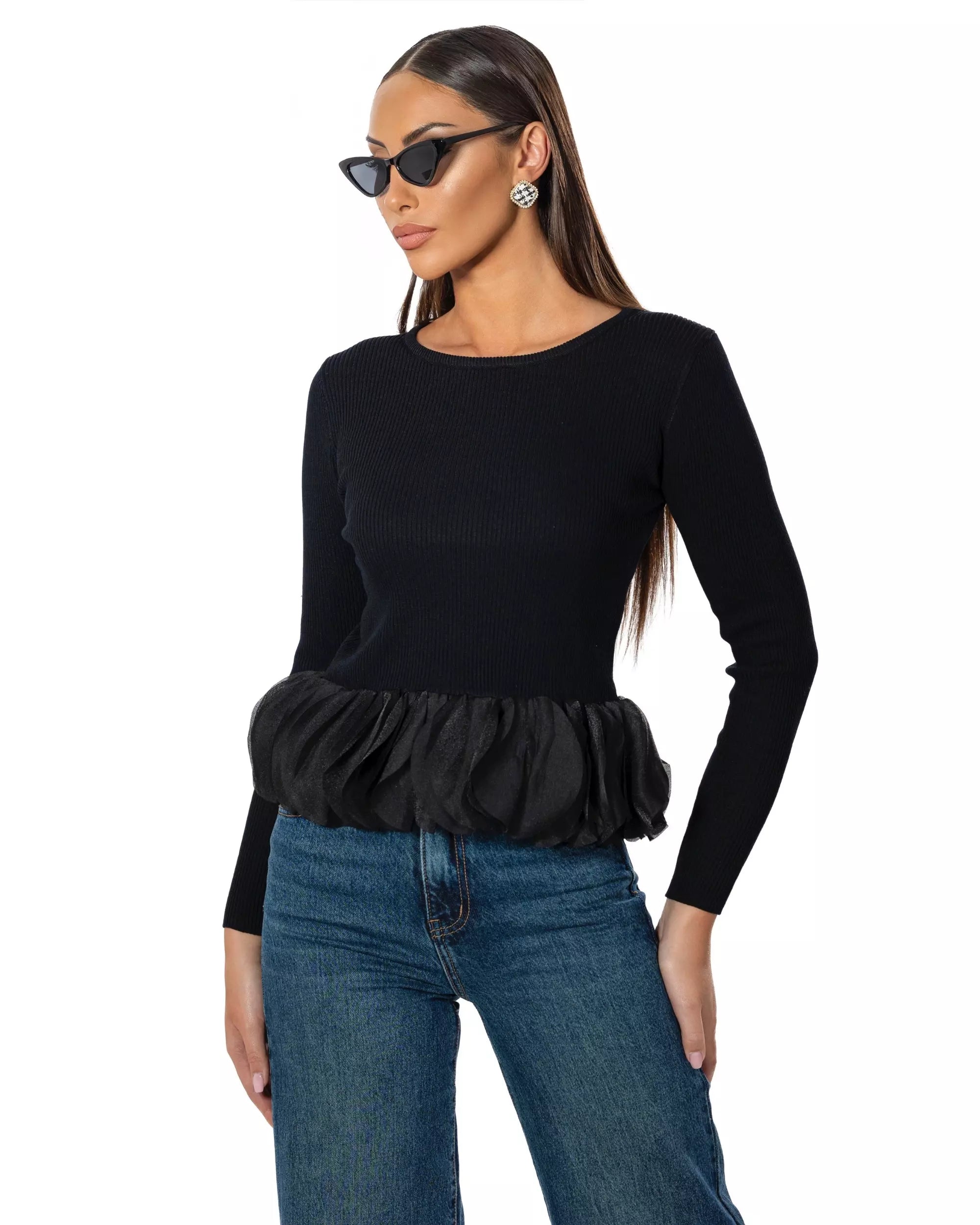 VICTORIA - MAGLIA CON BALZA IN CHIFFON