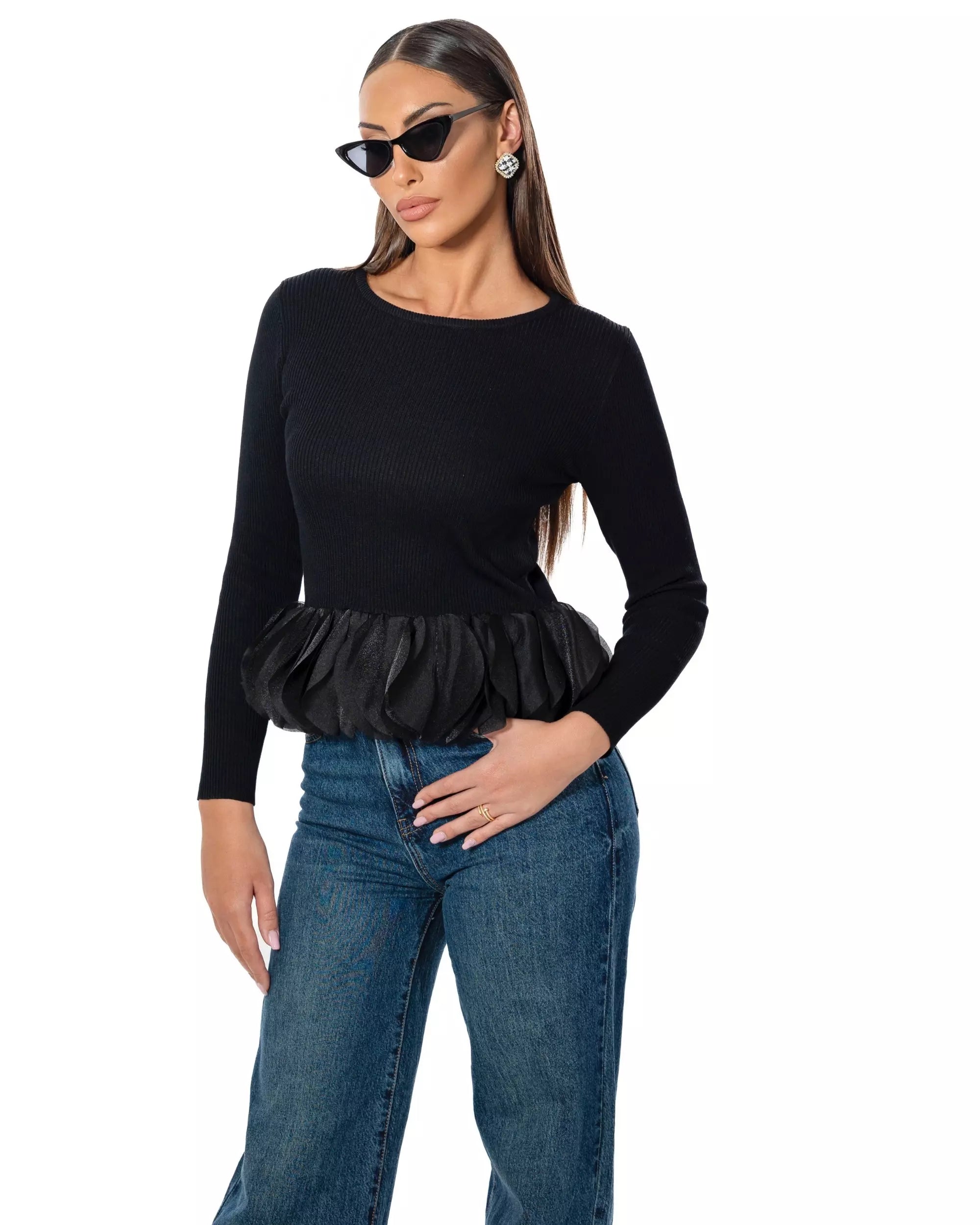 VICTORIA - MAGLIA CON BALZA IN CHIFFON