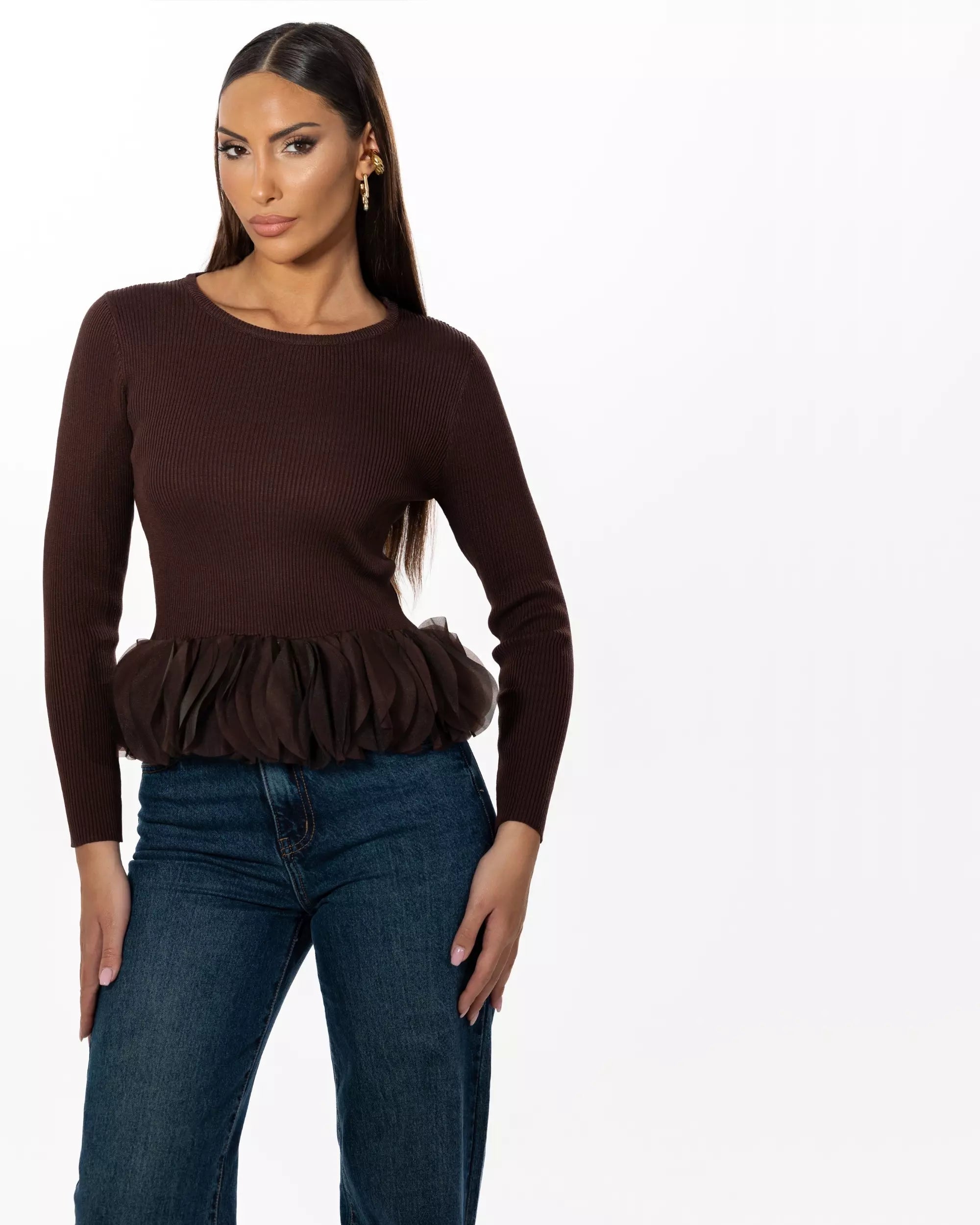 VICTORIA - MAGLIA CON BALZA IN CHIFFON