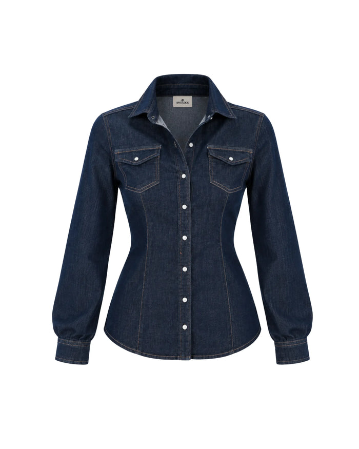 CAMICIA DENIM CON BOTTONI MADREPERLA