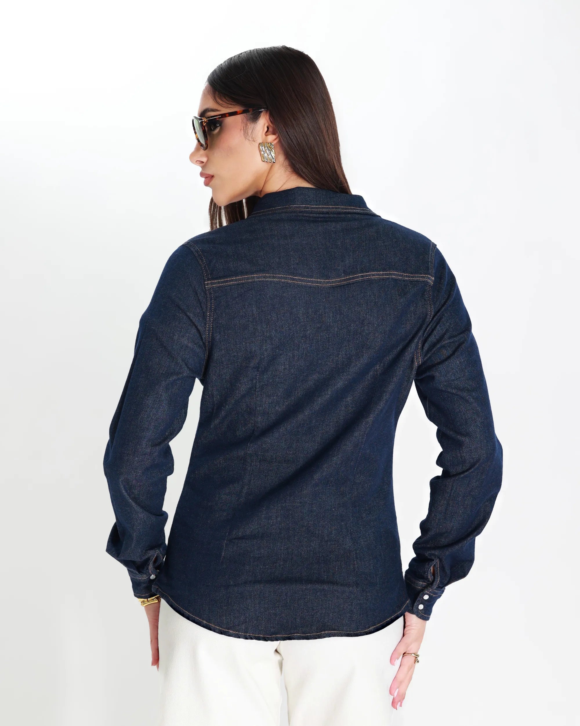 CAMICIA DENIM CON BOTTONI MADREPERLA