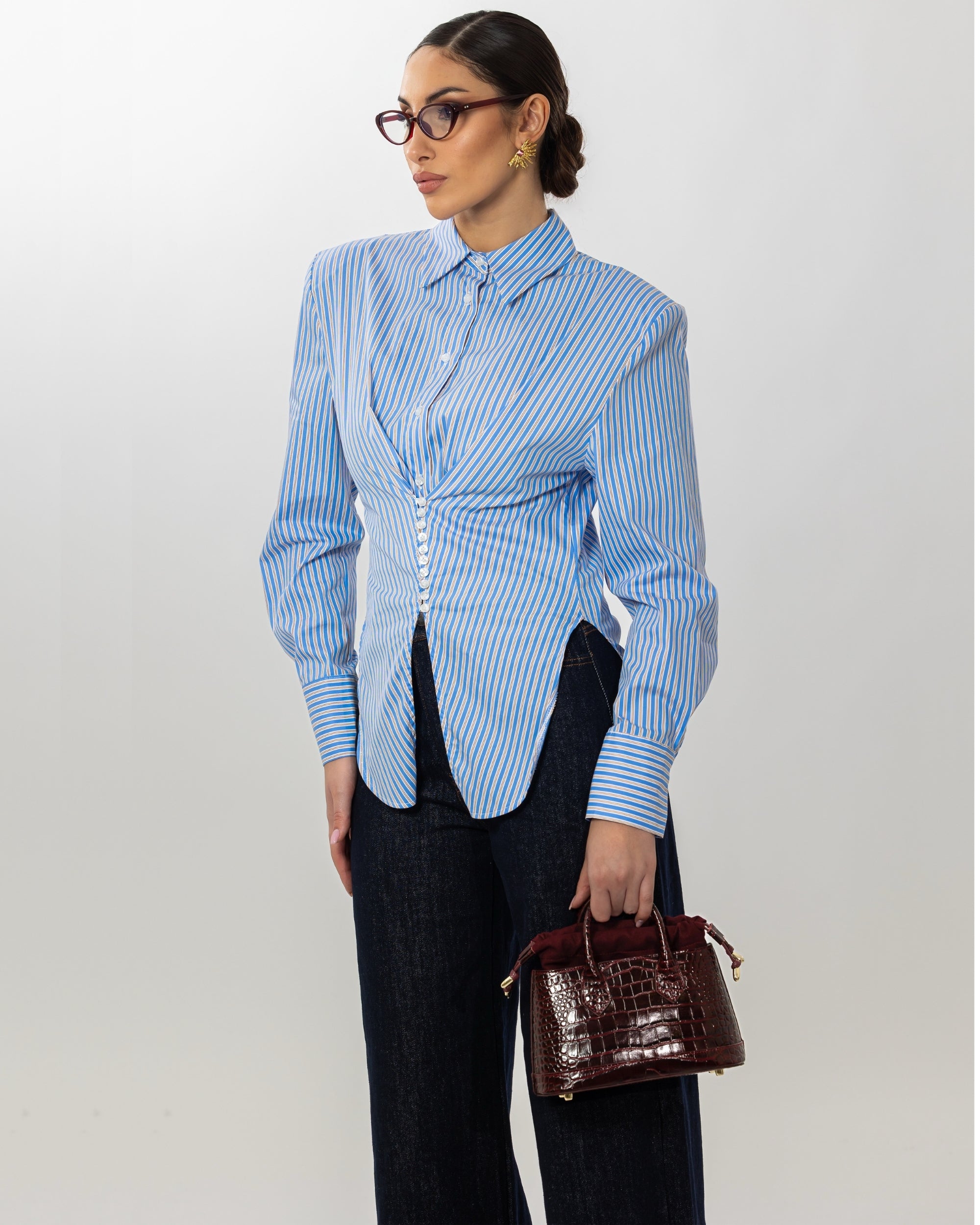 CAMICIA A CORSETTO RIGATA