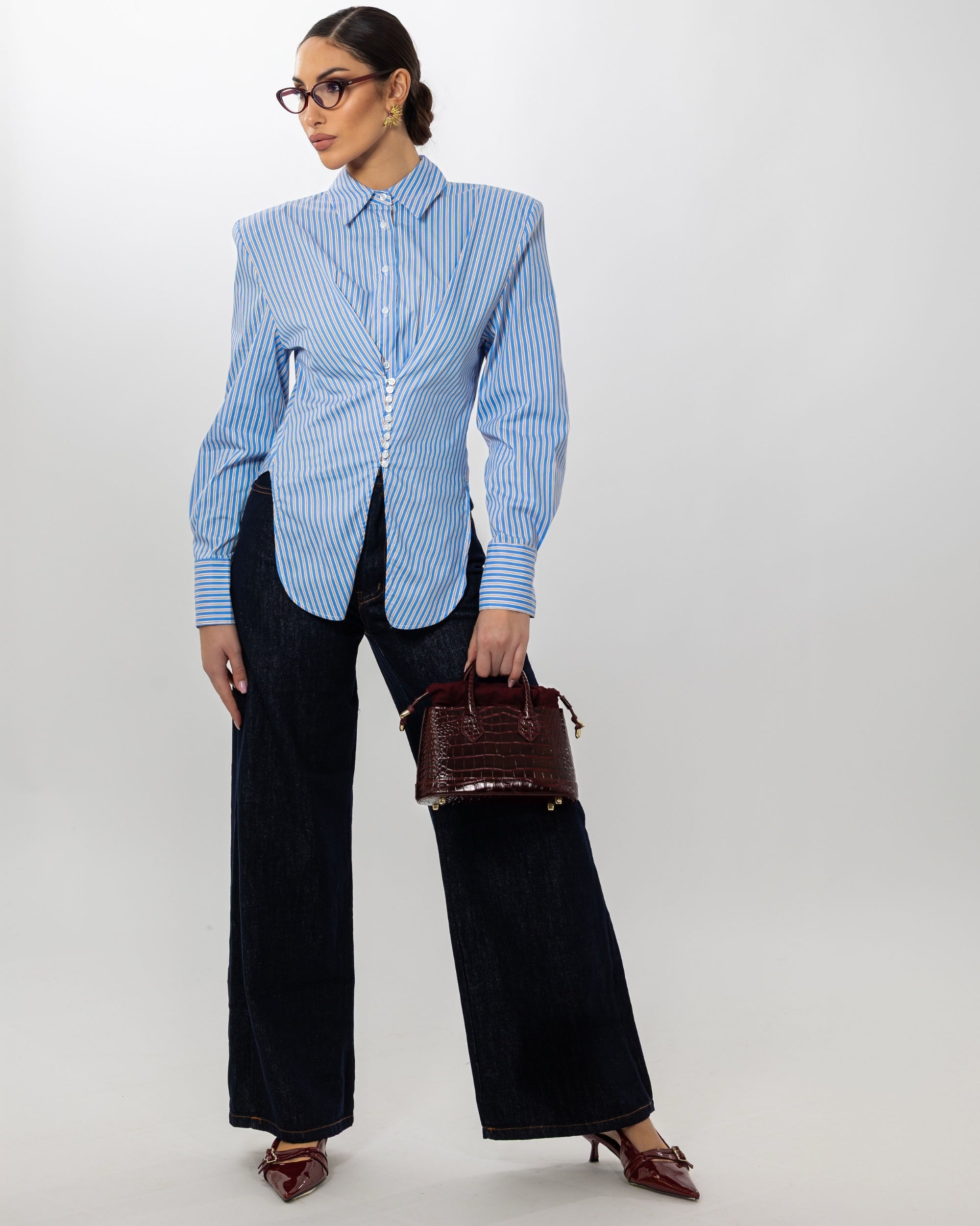 CAMICIA A CORSETTO RIGATA