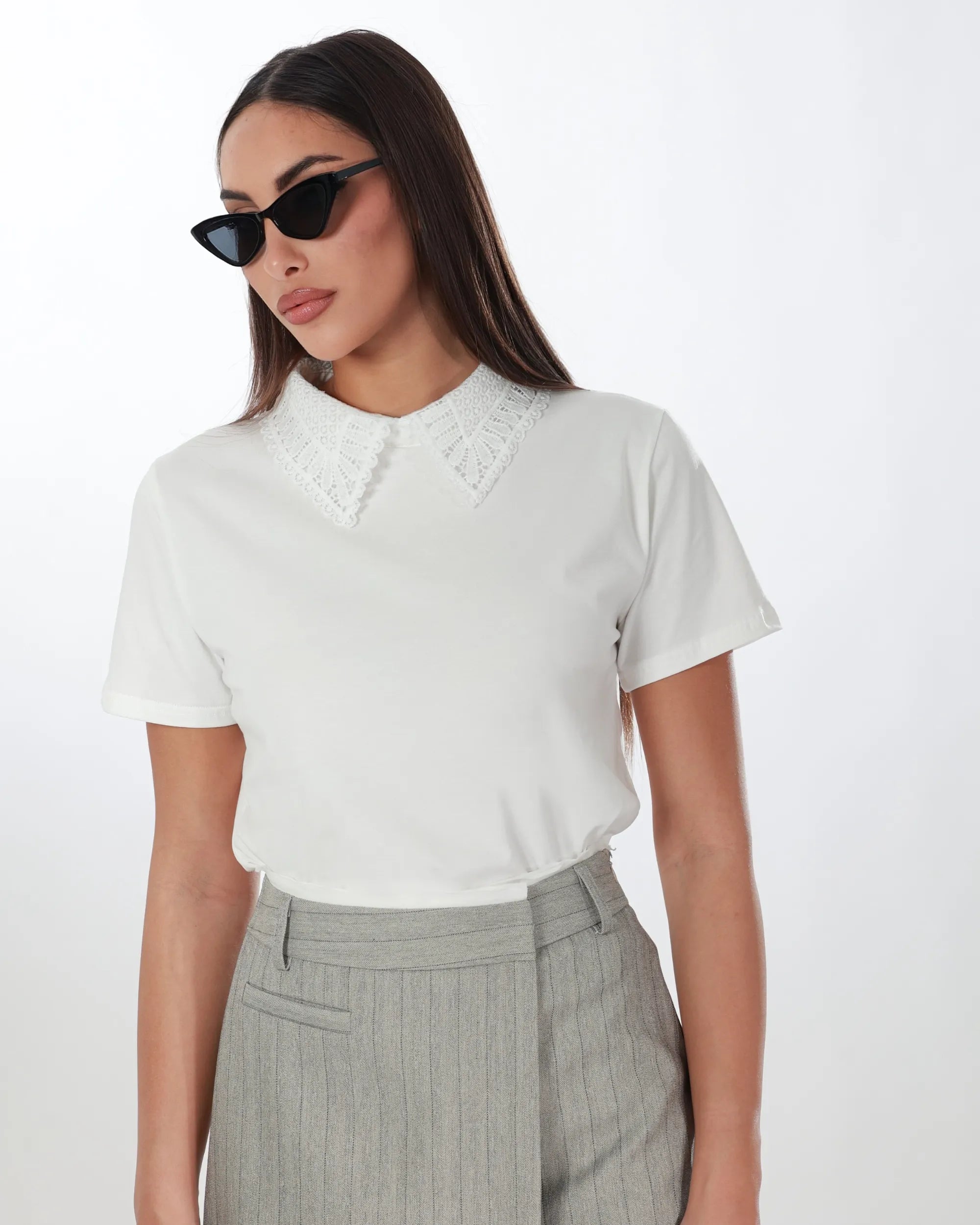 DALIA - POLO CON COLLETTO IN PIZZO