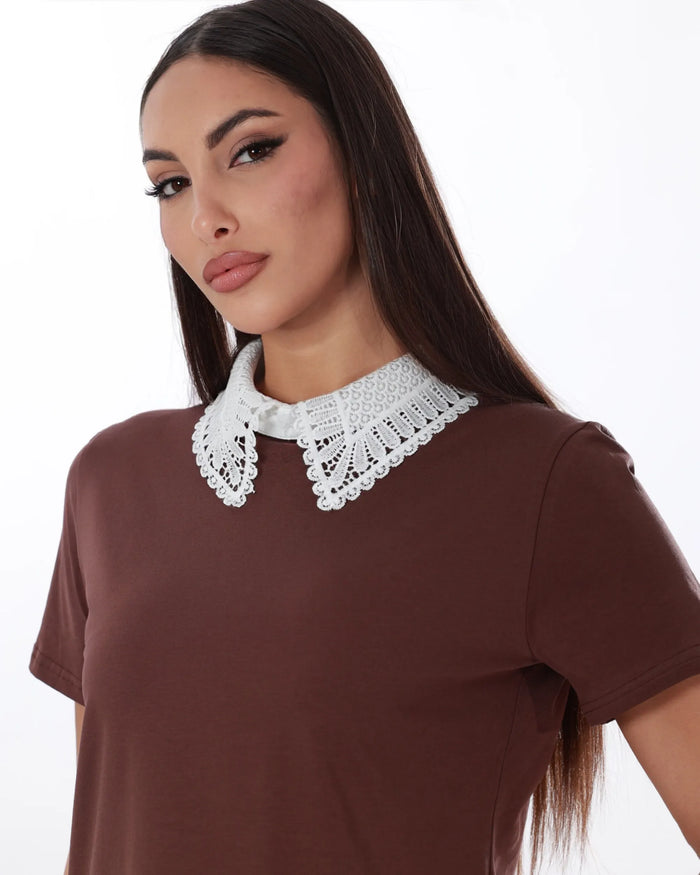 DALIA - POLO CON COLLETTO IN PIZZO
