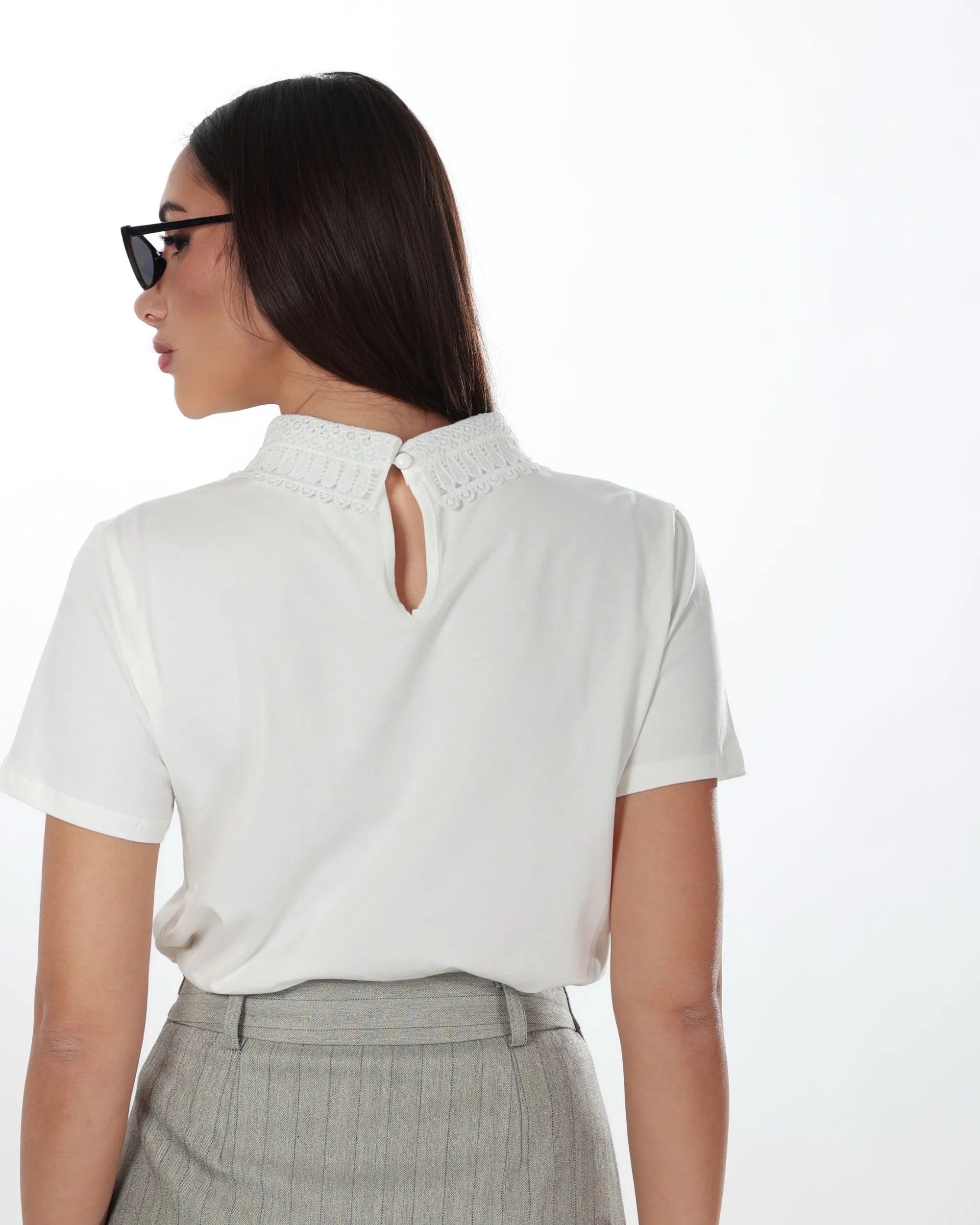 DALIA - POLO CON COLLETTO IN PIZZO