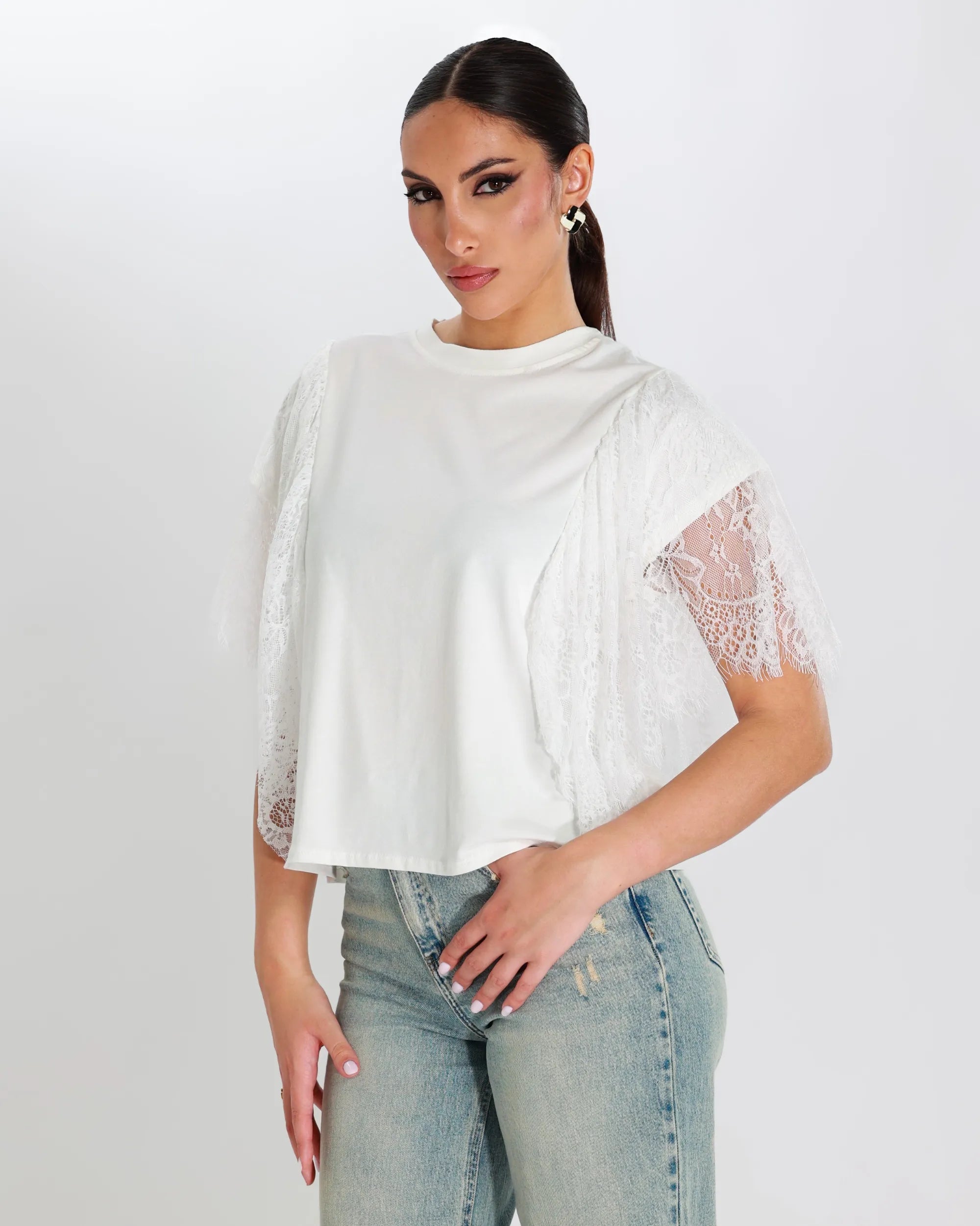 ELE- T-SHIRT CON PIZZO