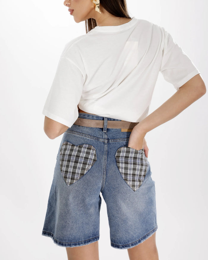 ELLI - JEANS BERMUDA TASCA CUORE