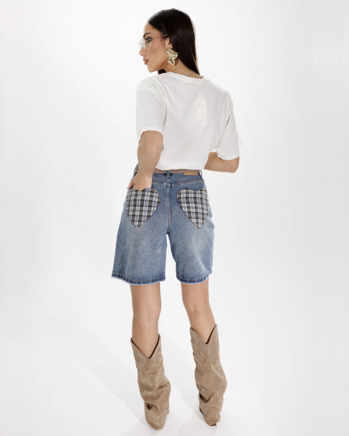 ELLI - JEANS BERMUDA TASCA CUORE