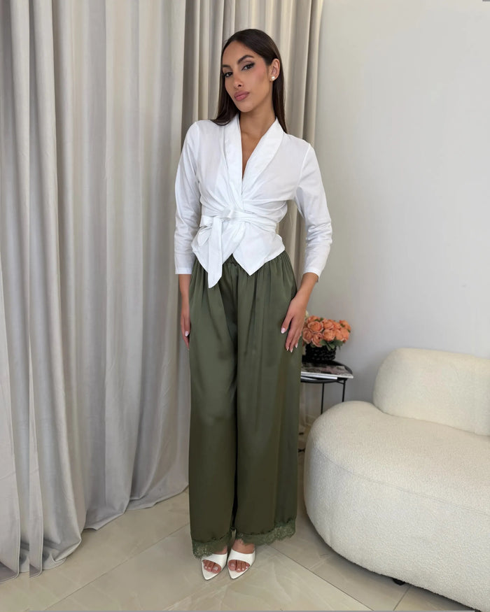 IBIS- PANTALONE PIZZO SATINATO