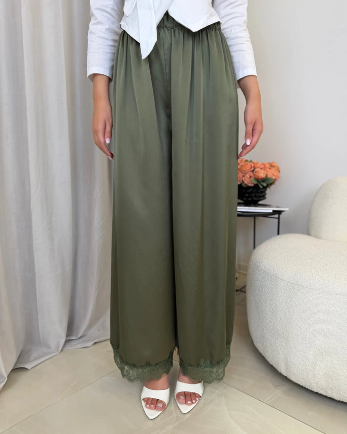 IBIS- PANTALONE PIZZO SATINATO