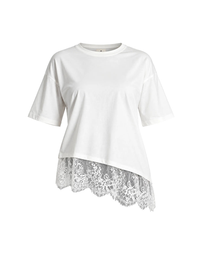ISABEL- T-SHIRT CON PIZZO ASIMMETRICA