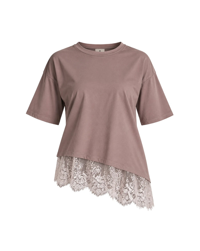 ISABEL- T-SHIRT CON PIZZO ASIMMETRICA