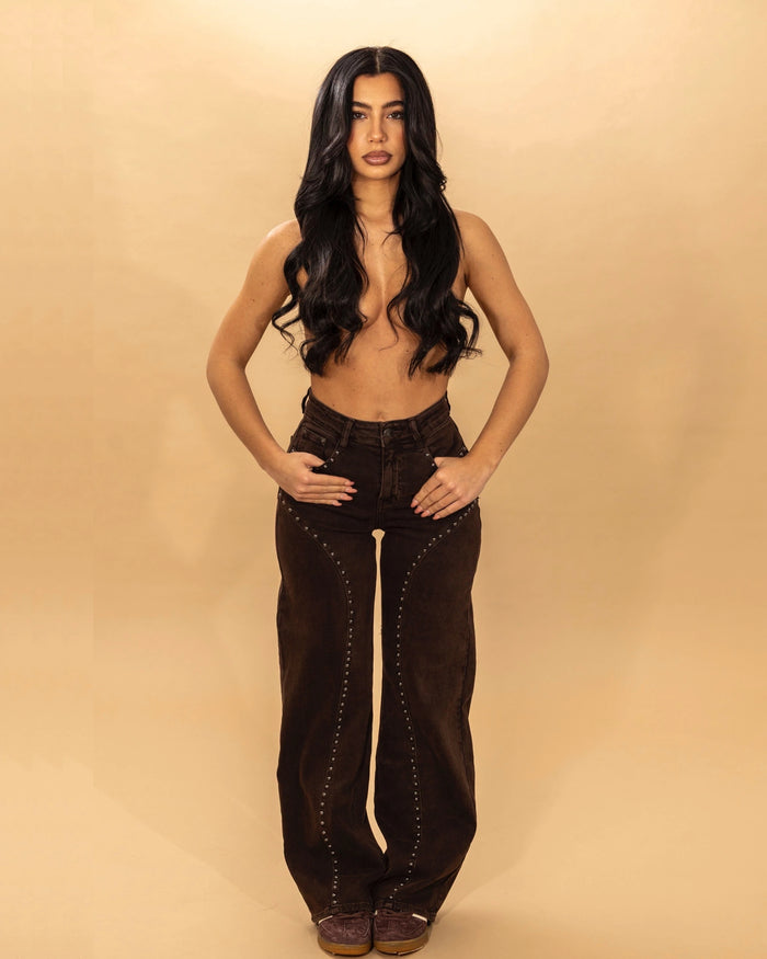 JENNY - JEANS CON BORCHIE WIDE LEG