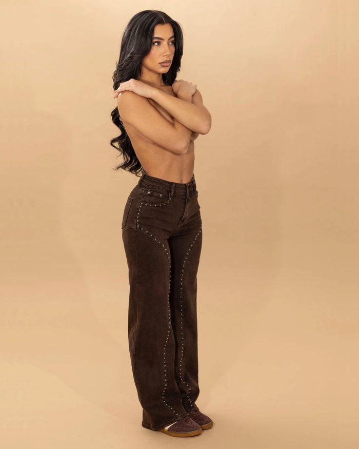 JENNY - JEANS CON BORCHIE WIDE LEG