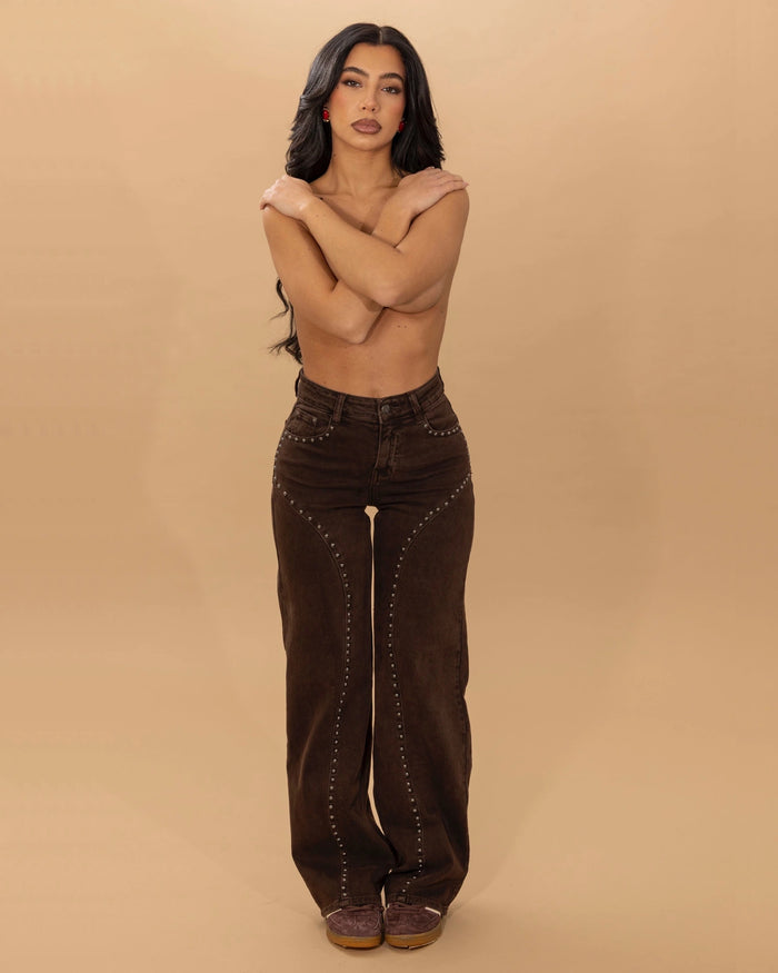 JENNY - JEANS CON BORCHIE WIDE LEG