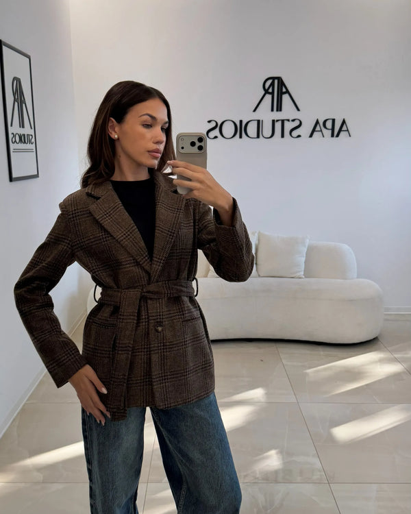 LUXE'- GIACCA CAPPOTTO TARTAN