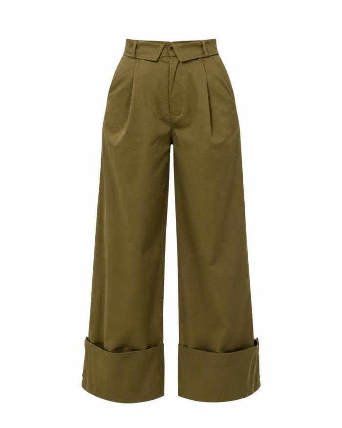 PANTALONE SAFARI PALAZZO CON RISVOLTO