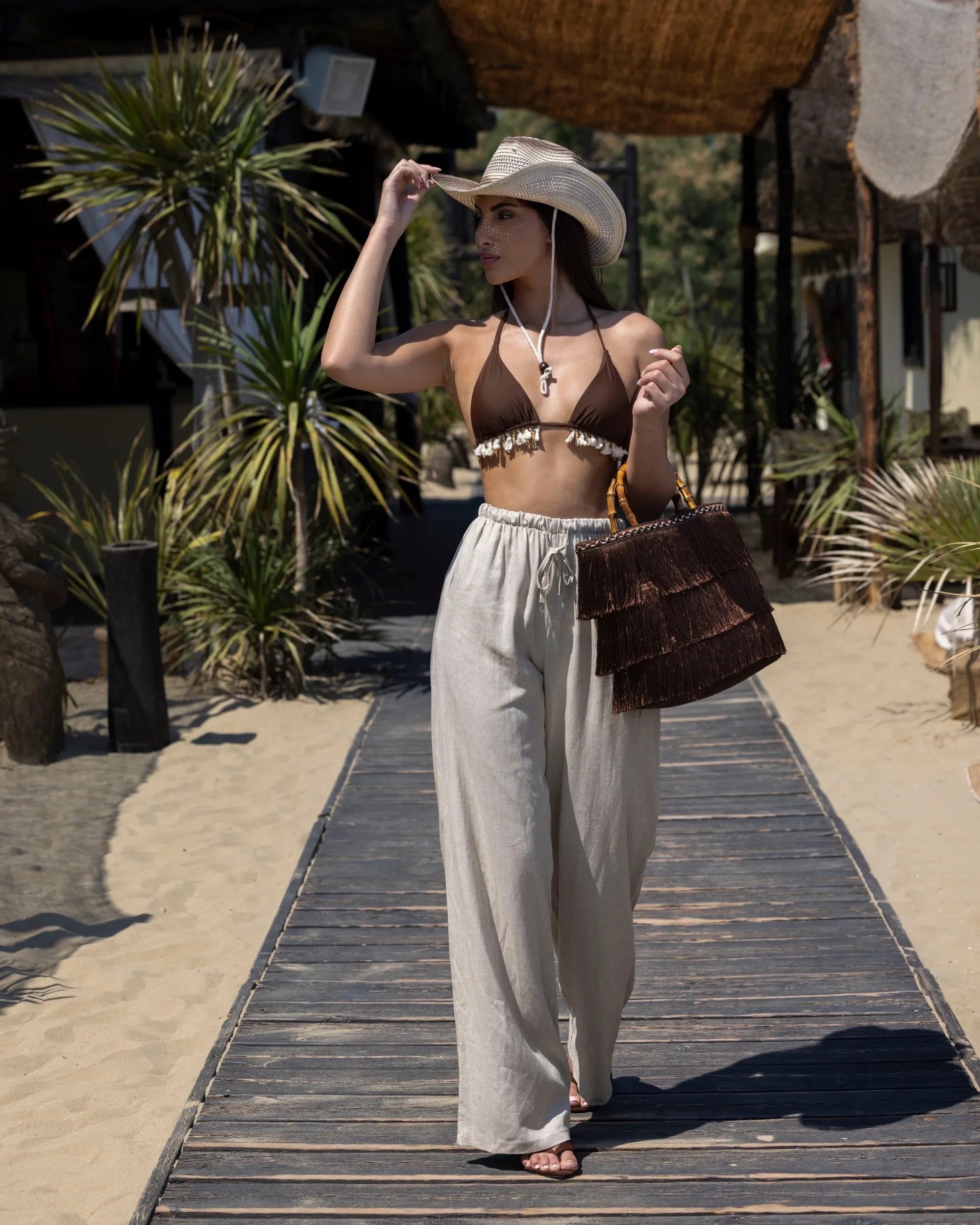 PANTALONI ELASTICIZZATI LINO