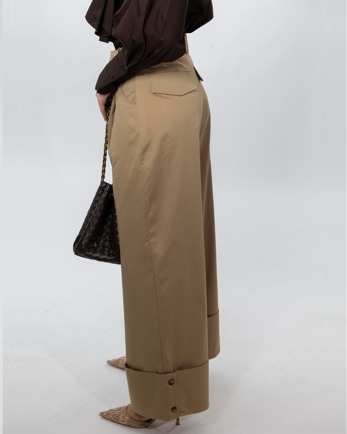 PANTALONE SAFARI PALAZZO CON RISVOLTO