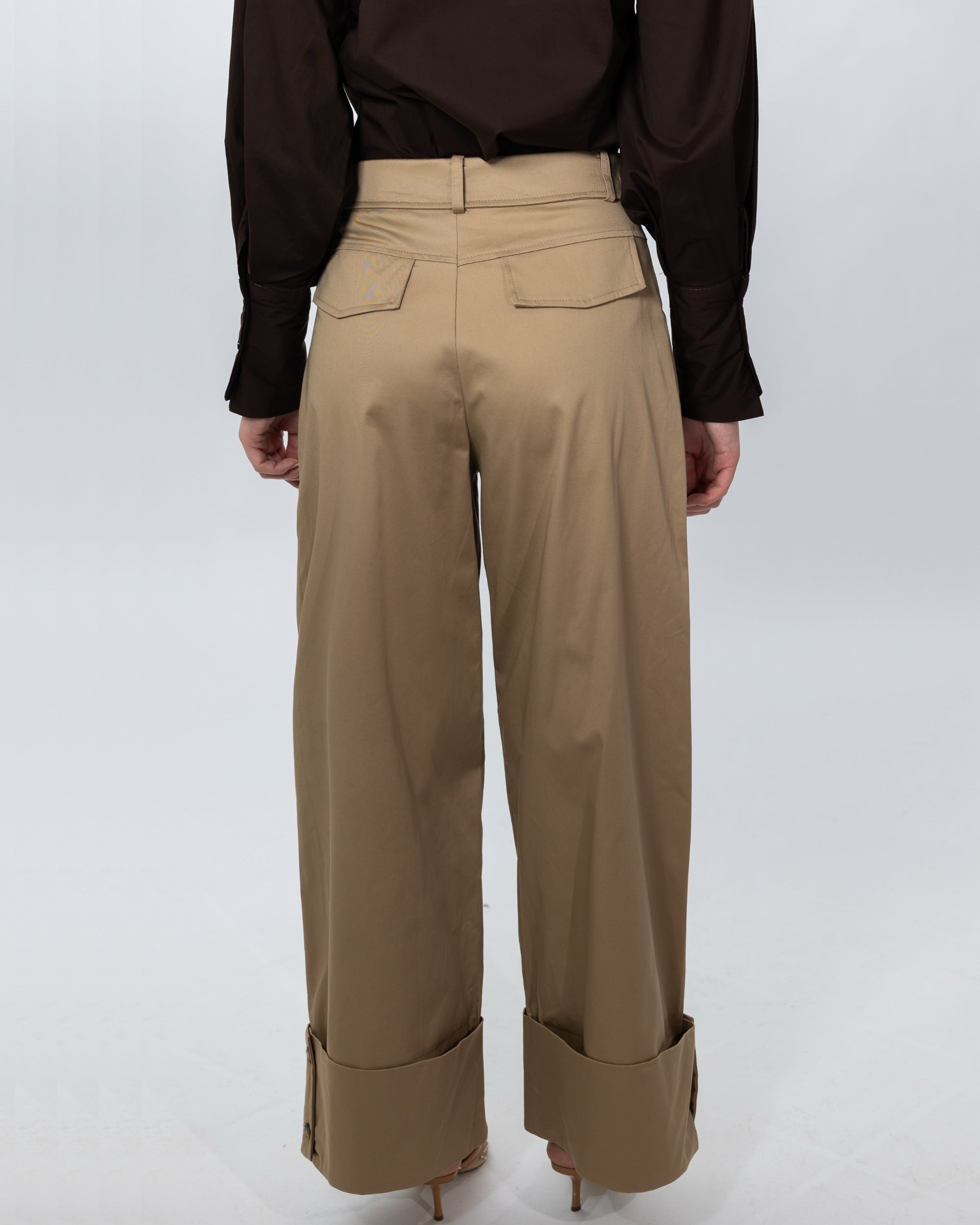 PANTALONE SAFARI PALAZZO CON RISVOLTO