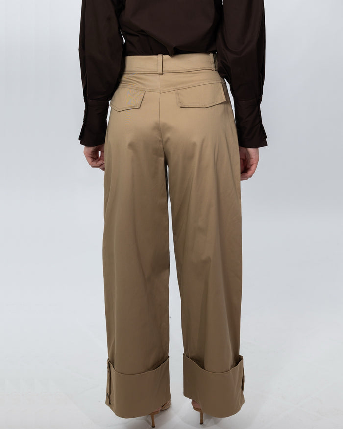PANTALONE SAFARI PALAZZO CON RISVOLTO
