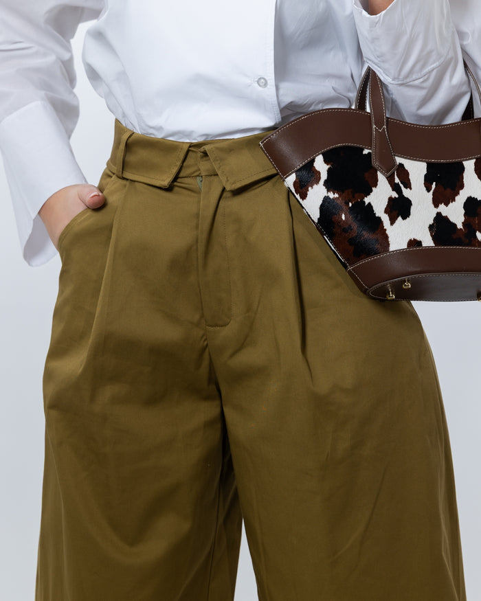 PANTALONE SAFARI PALAZZO CON RISVOLTO