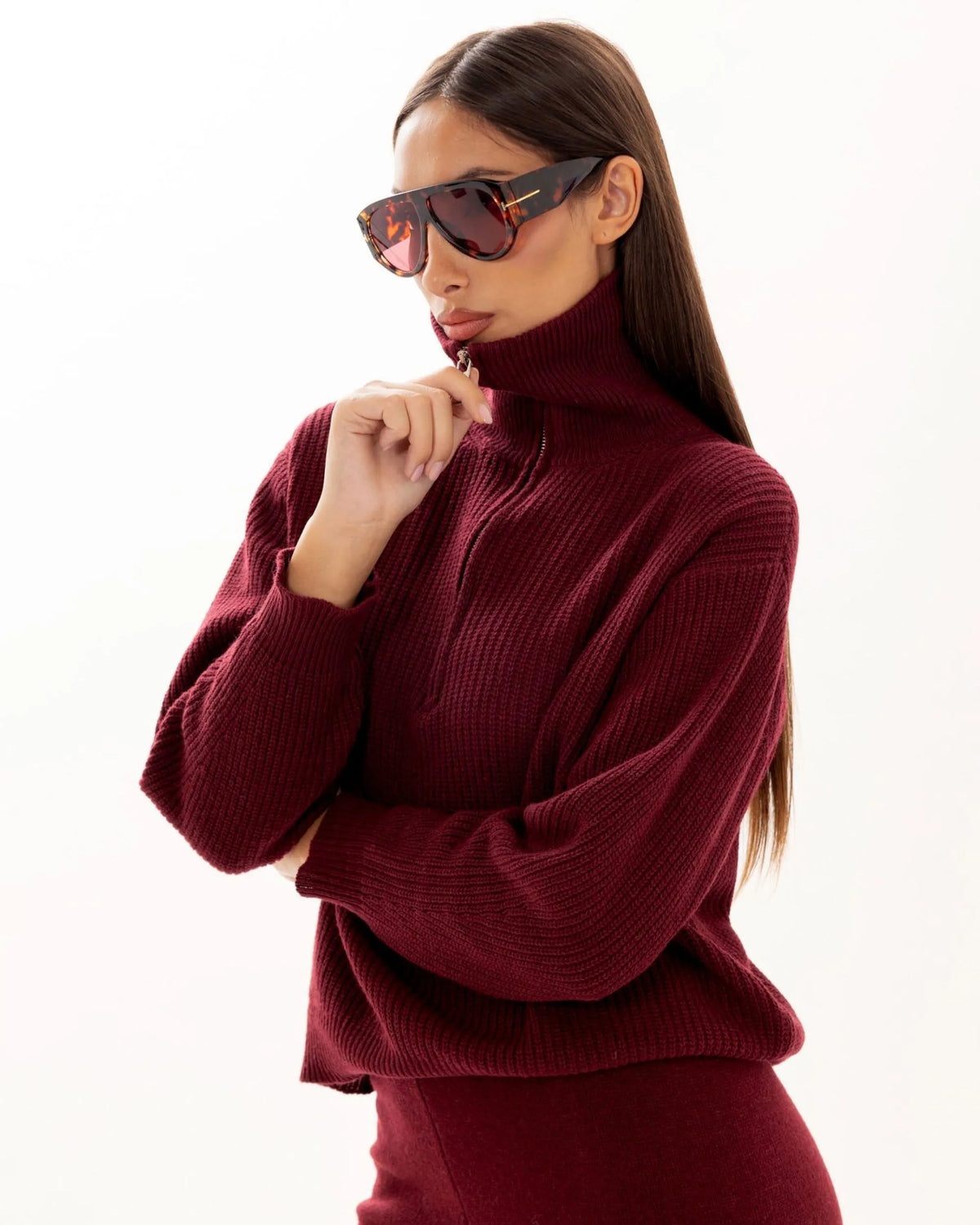 ROYAL UNI- PULLOVER ZIP MISTO LANA/CASHEMERE
