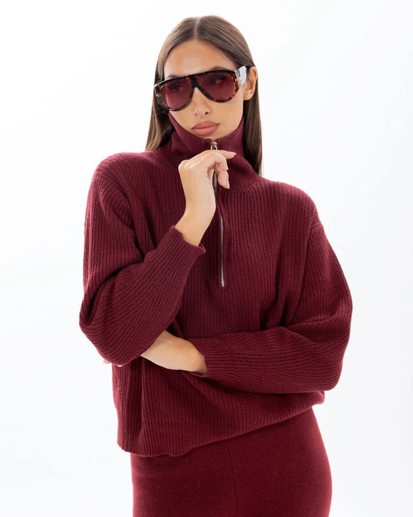 ROYAL UNI- PULLOVER ZIP MISTO LANA/CASHEMERE