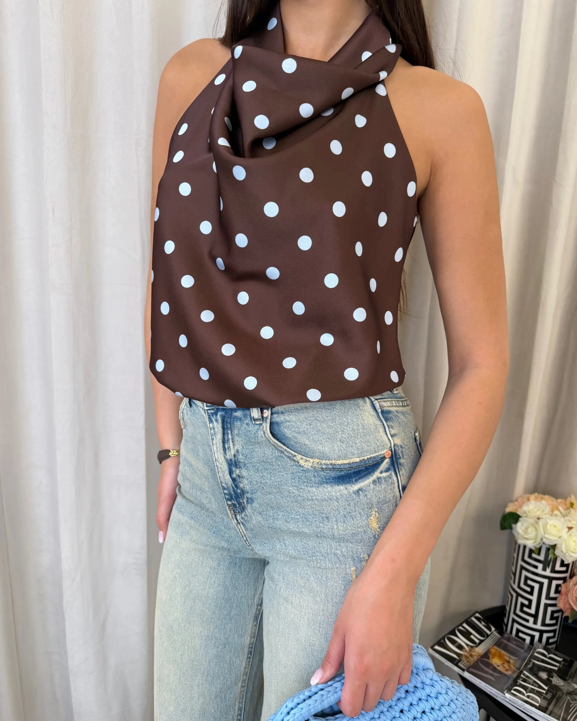TOP SATINATO A POIS
